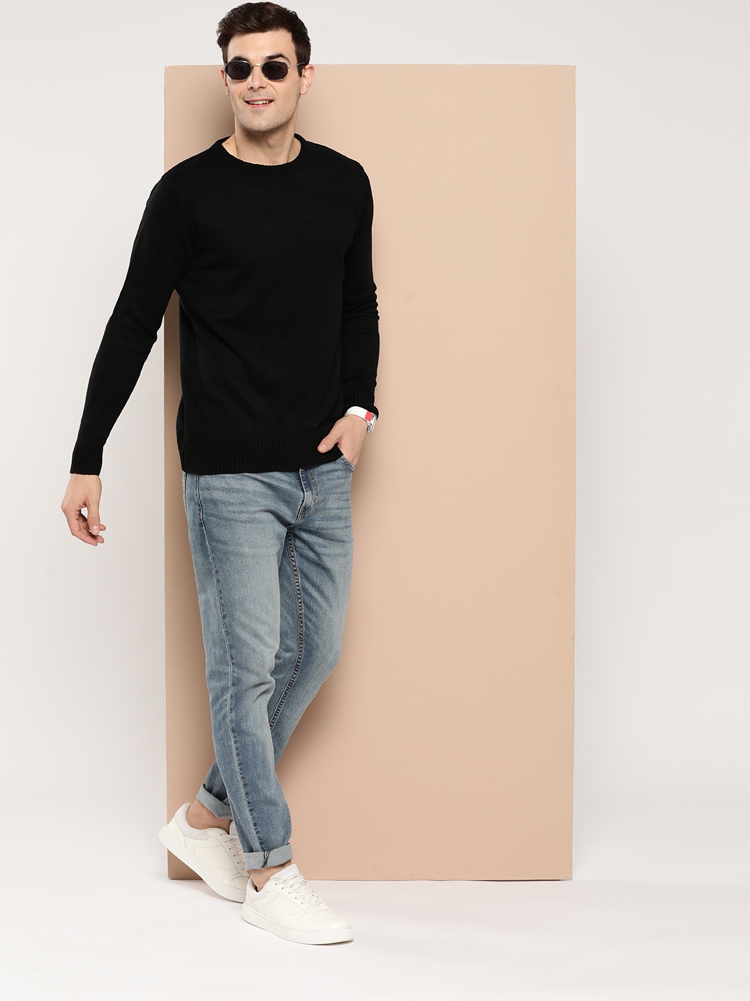 

HERE&NOW Pure Acrylic Solid Pullover, Black
