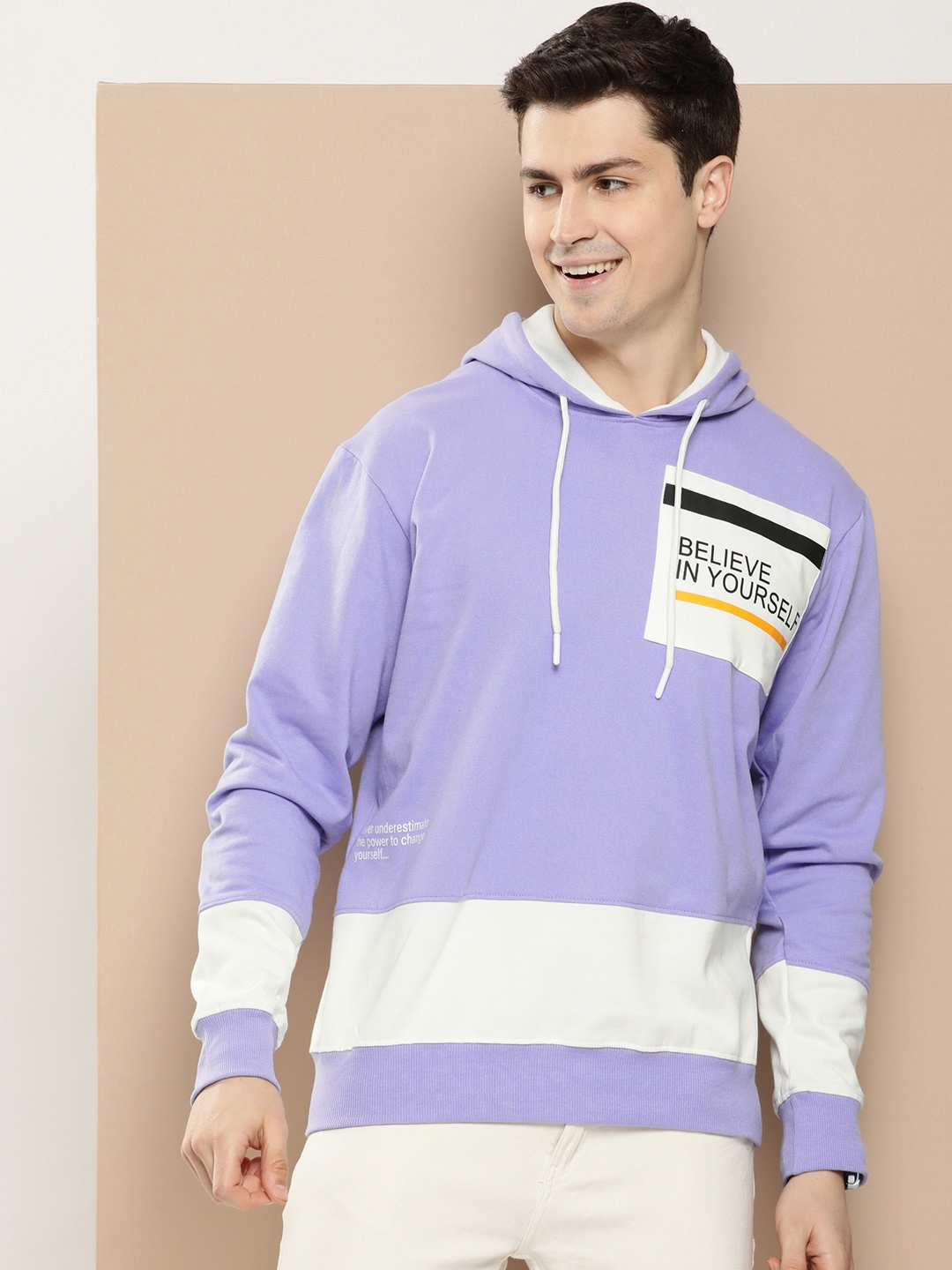 

HERE&NOW Typography Printed Hooded Pullover Sweatshirt, Lavender