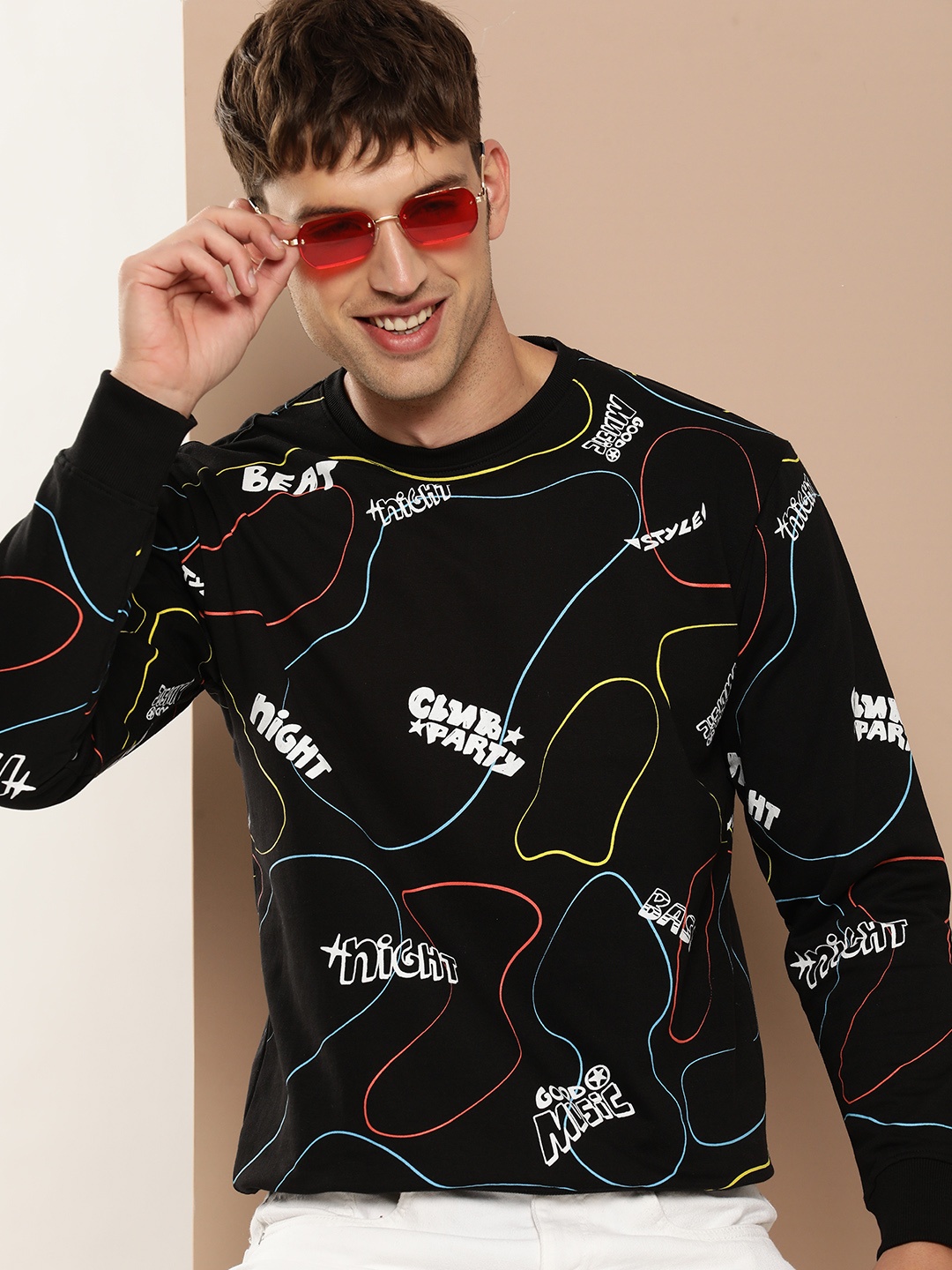 

HERE&NOW Graphic Printed Pullover Sweatshirt, Black