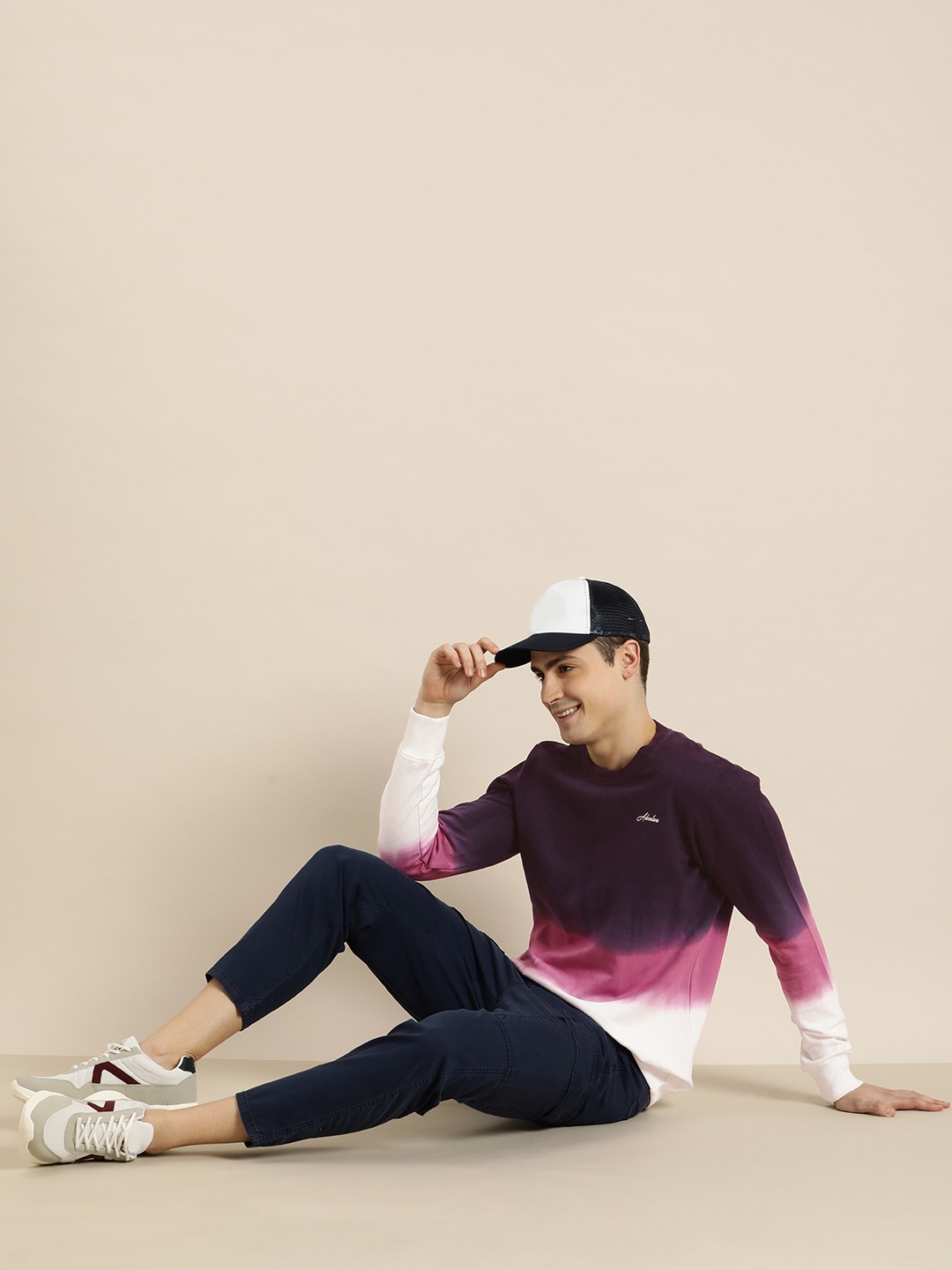 

HERE&NOW Colourblocked Pure Cotton Pullover Sweatshirt, Purple