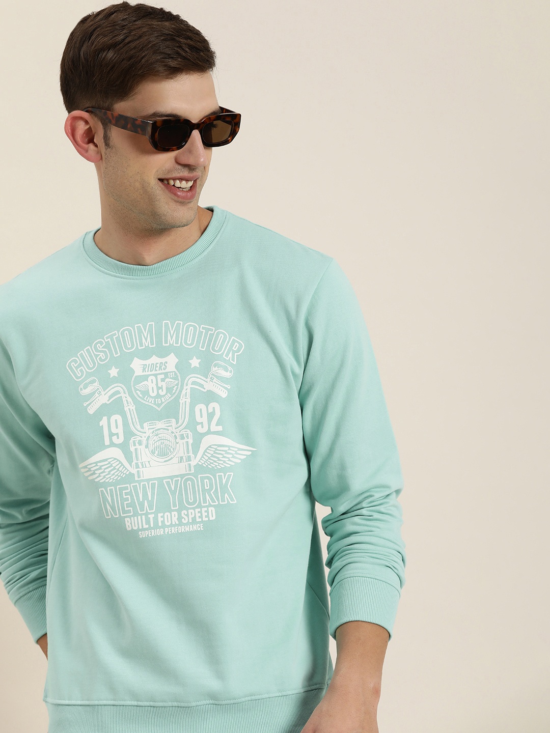 

HERE&NOW Typography Printed Round Neck Sweatshirt, Blue