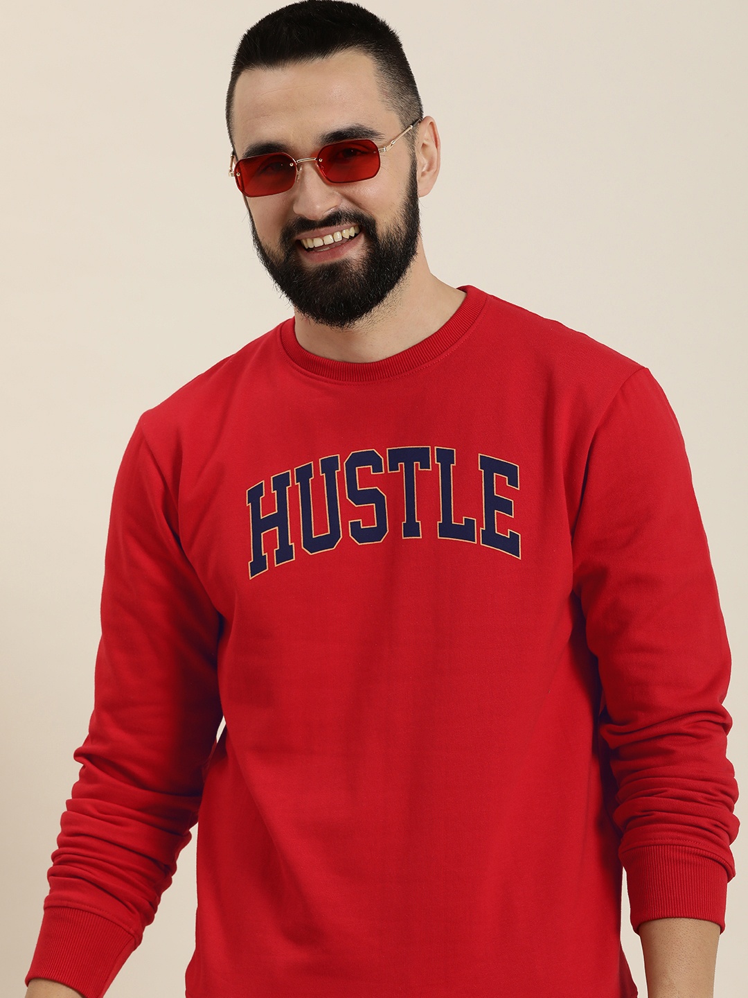 

HERE&NOW Round Neck Typography Printed Sweatshirt, Red