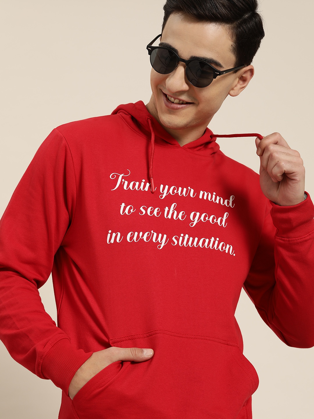 

HERE&NOW Printed Hooded Sweatshirt, Red