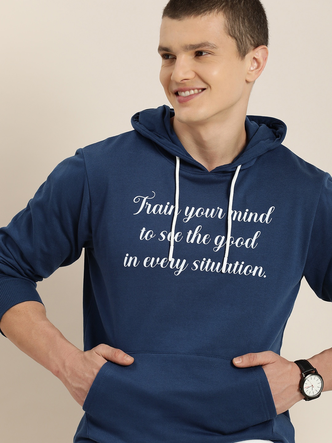 

HERE&NOW Printed Hooded Sweatshirt, Blue