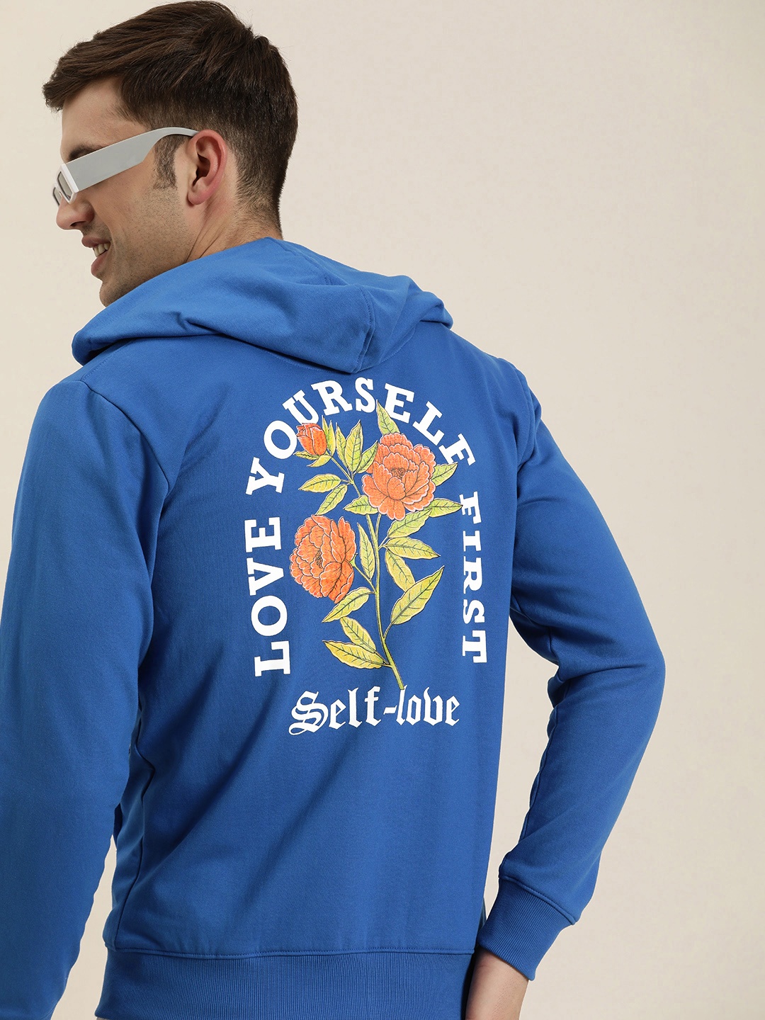 

HERE&NOW Graphic Printed Hooded Sweatshirt, Blue
