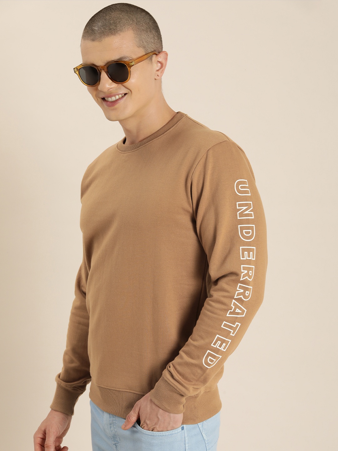 

HERE&NOW Round Neck Sweatshirt, Camel brown