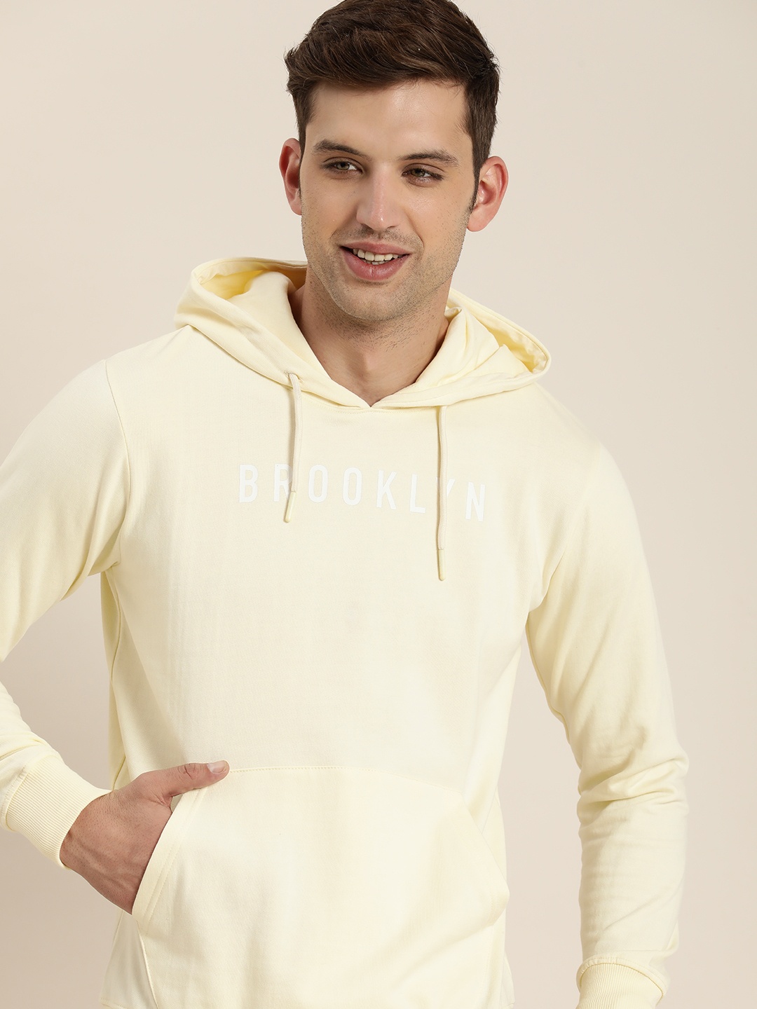 

HERE&NOW Typography Printed Hooded Sweatshirt, Cream
