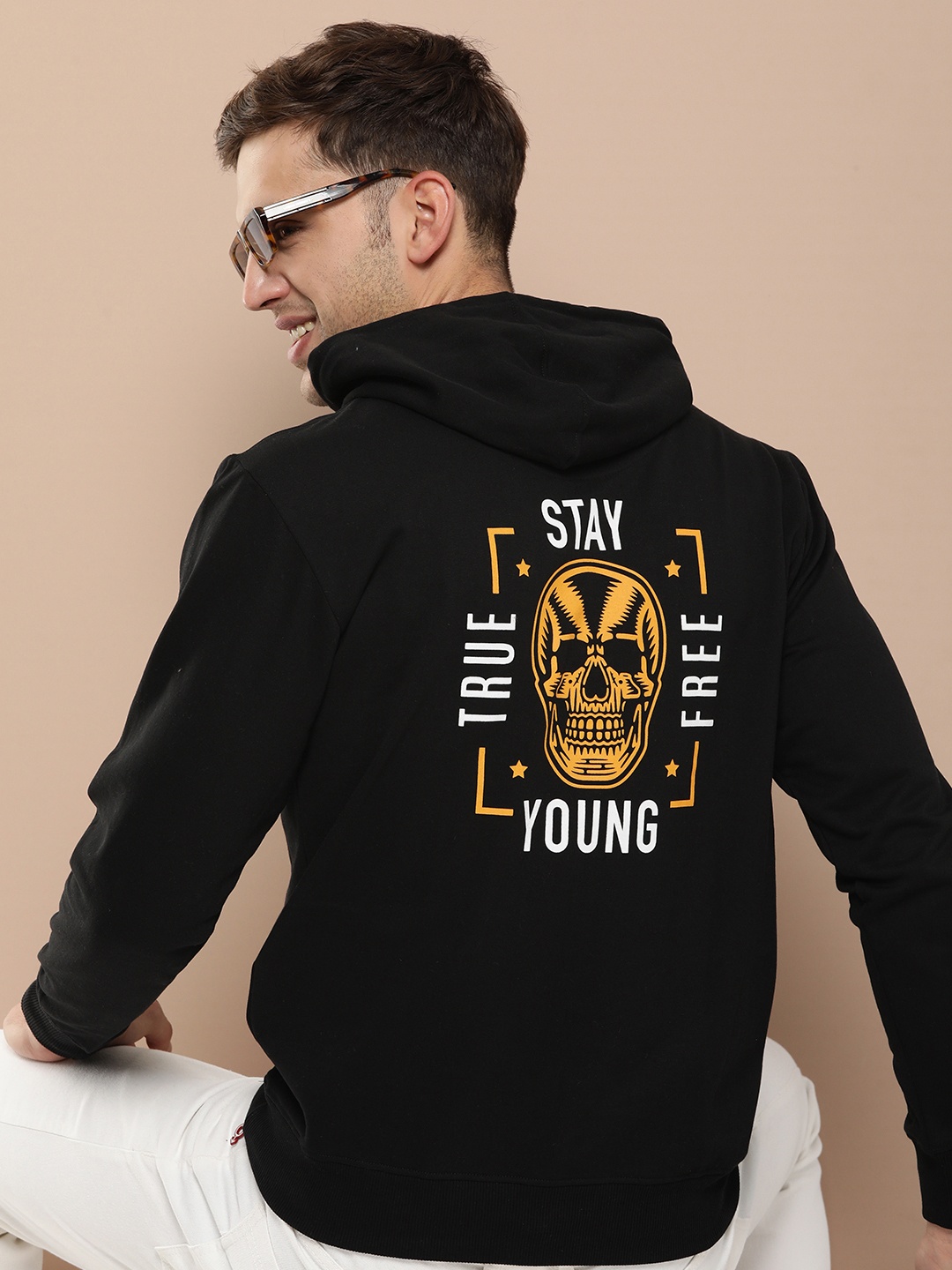 

HERE&NOW Graphic Printed Hooded Sweatshirt, Black