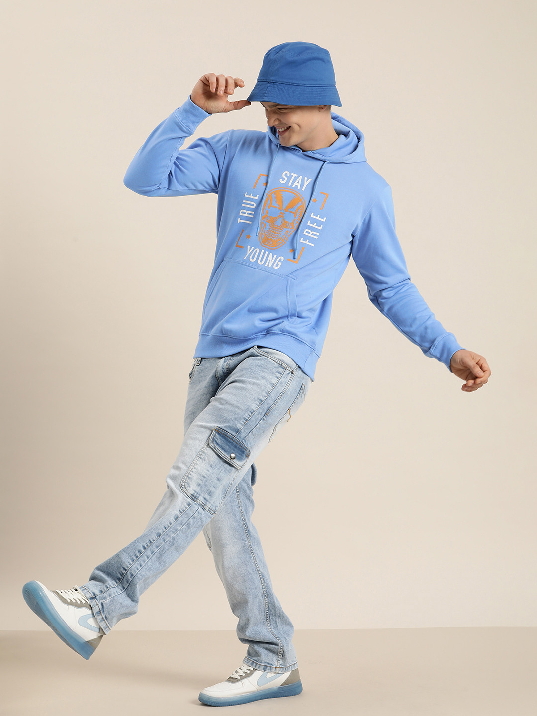 

HERE&NOW Graphic Printed Hooded Sweatshirt, Blue