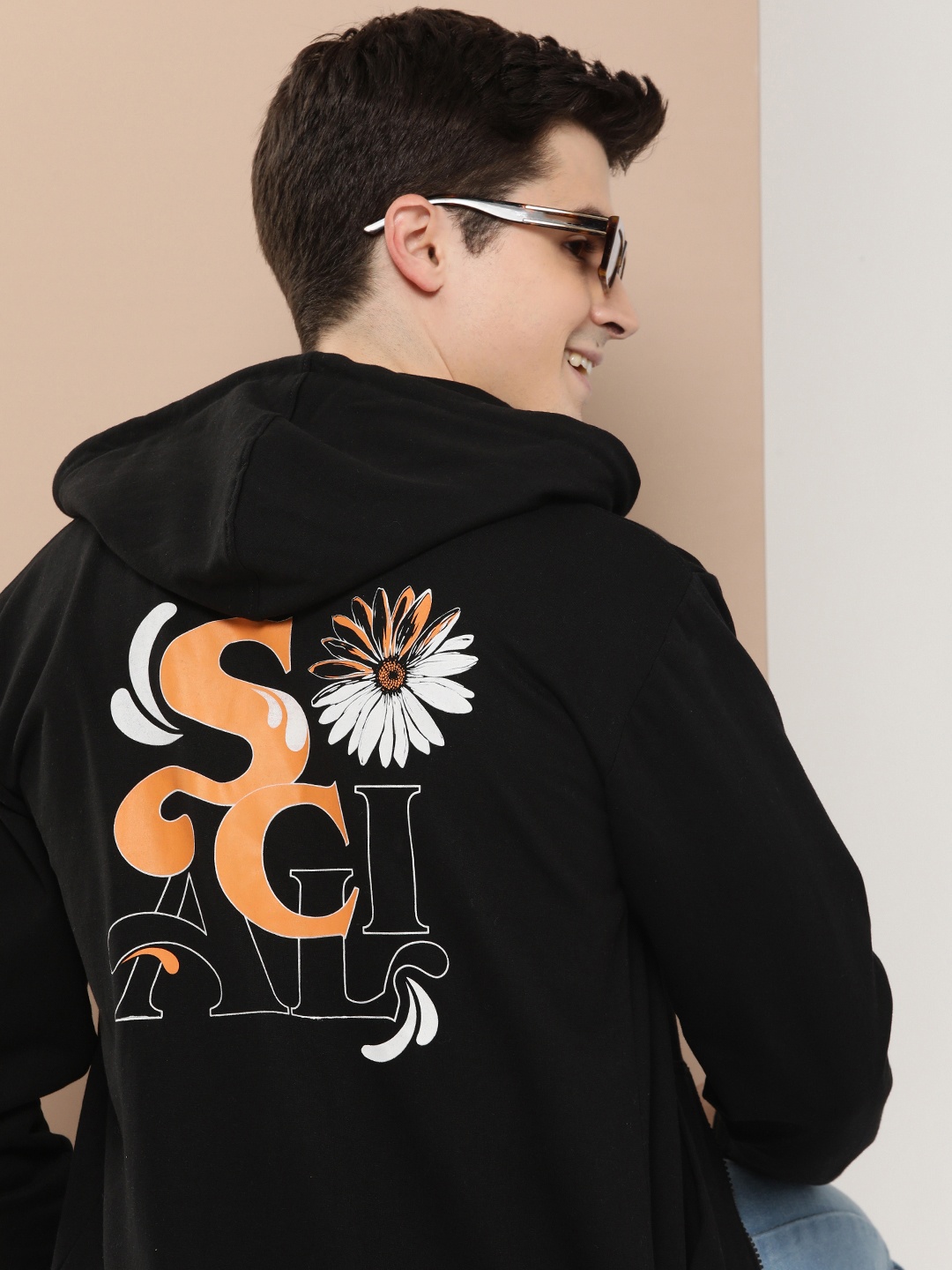 

HERE&NOW Graphic Printed Hooded Sweatshirt, Black