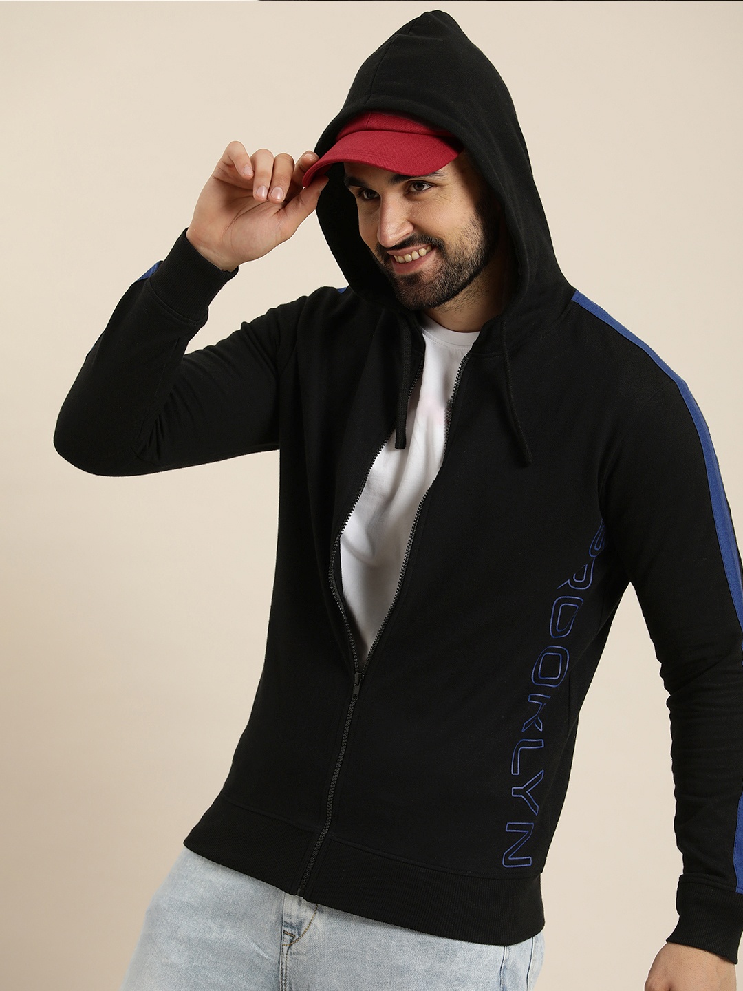 

HERE&NOW Pure Cotton Hooded Sweatshirt, Black