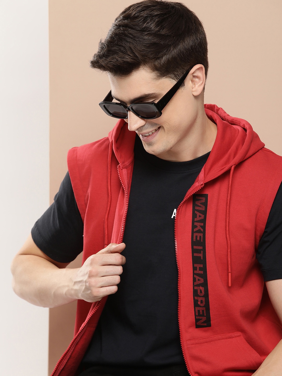 

HERE&NOW Men Hooded Sweatshirt, Red
