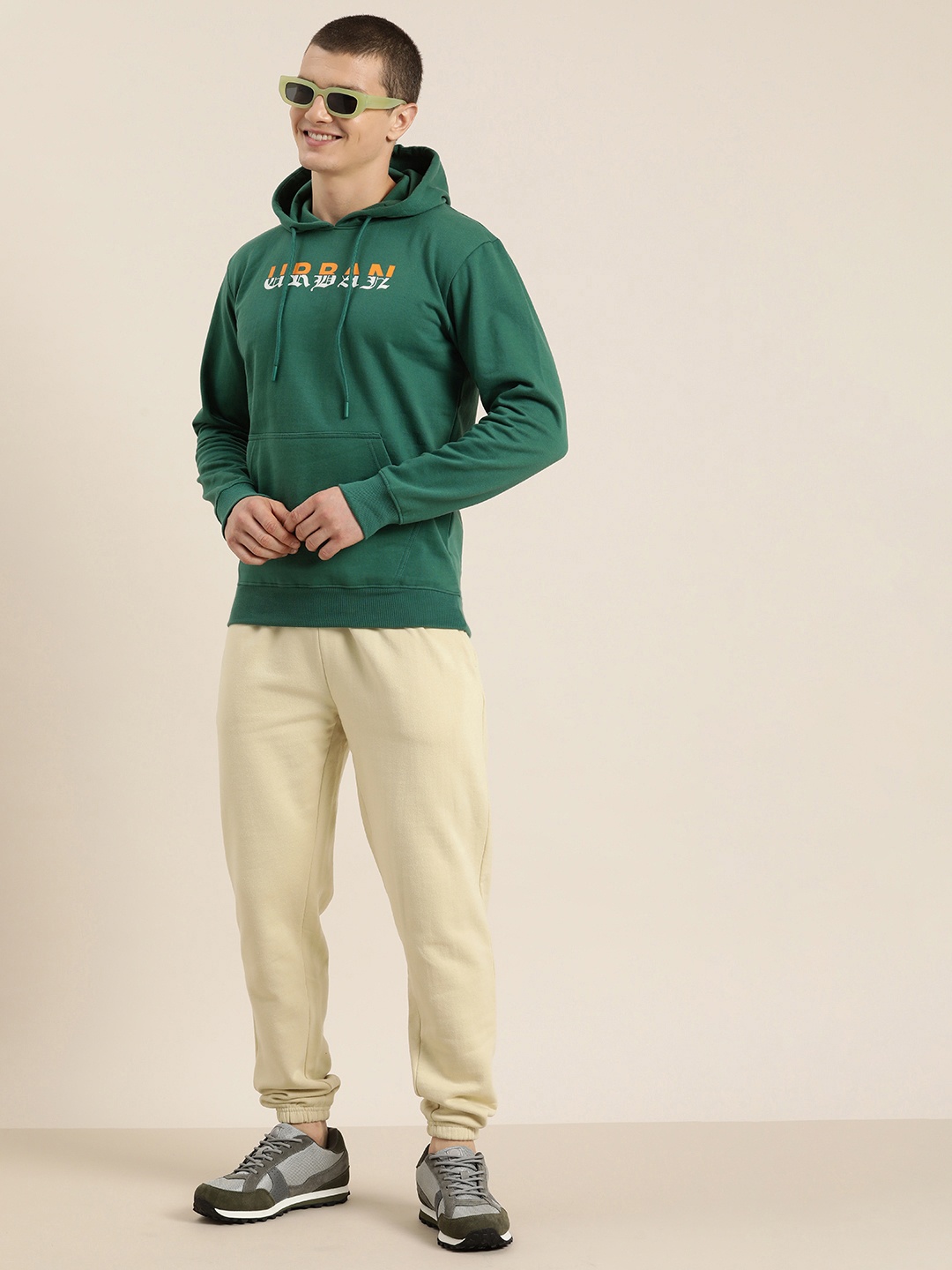 

HERE&NOW Graphic Printed Hooded Sweatshirt, Green