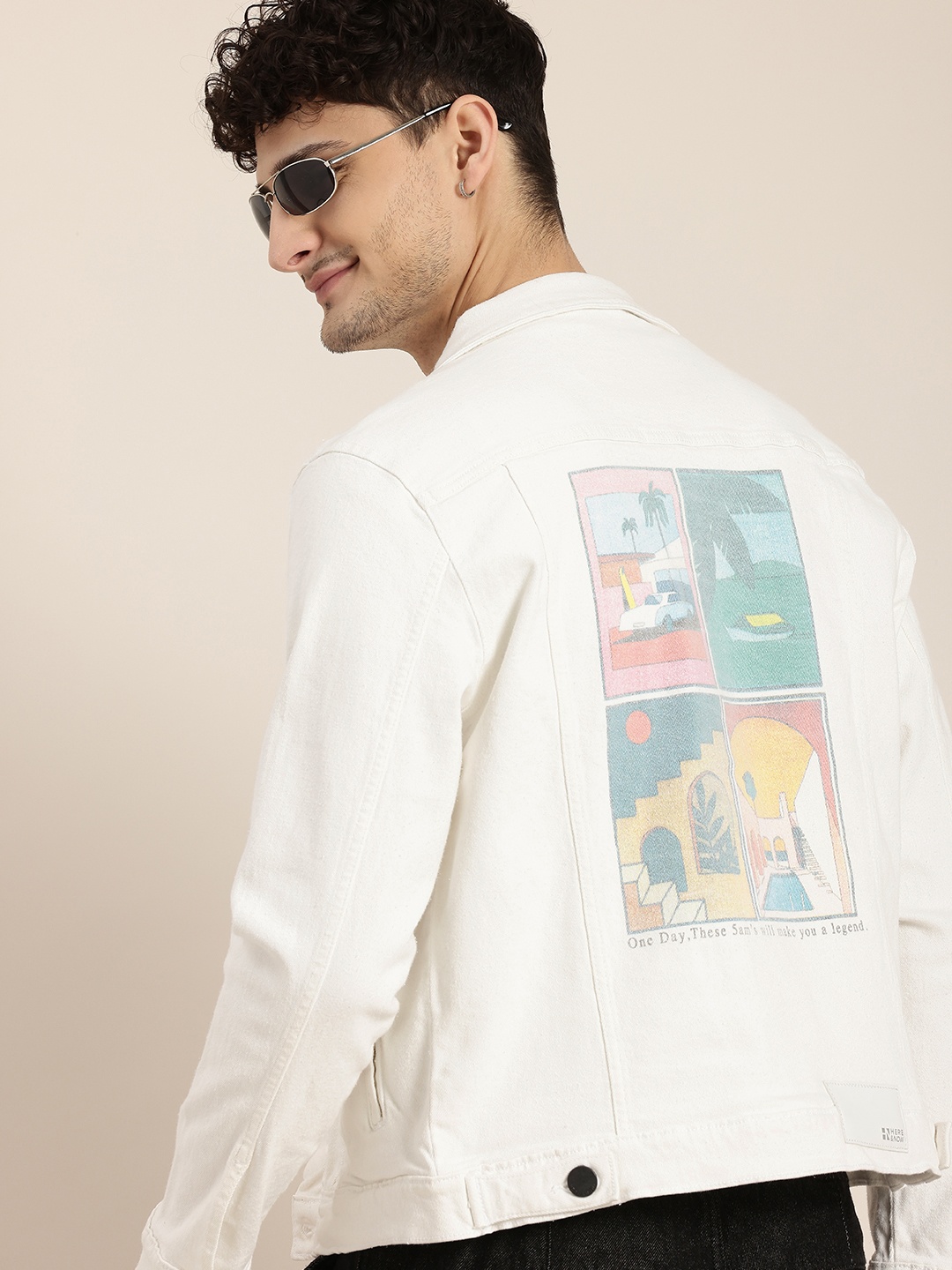 

HERE&NOW Printed Denim Jacket, White