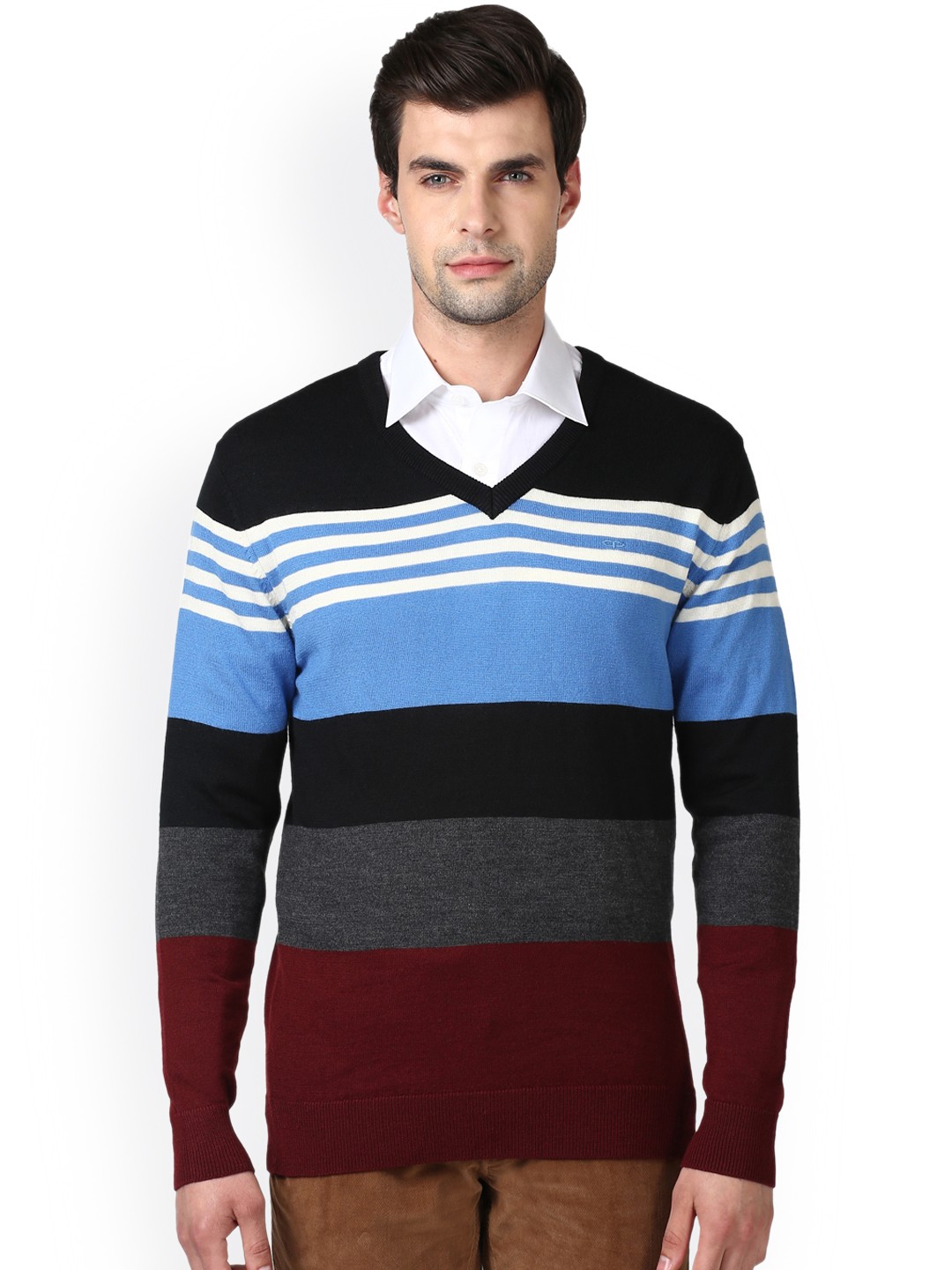 

ColorPlus Men Multicoloured Striped Pullover, Multi