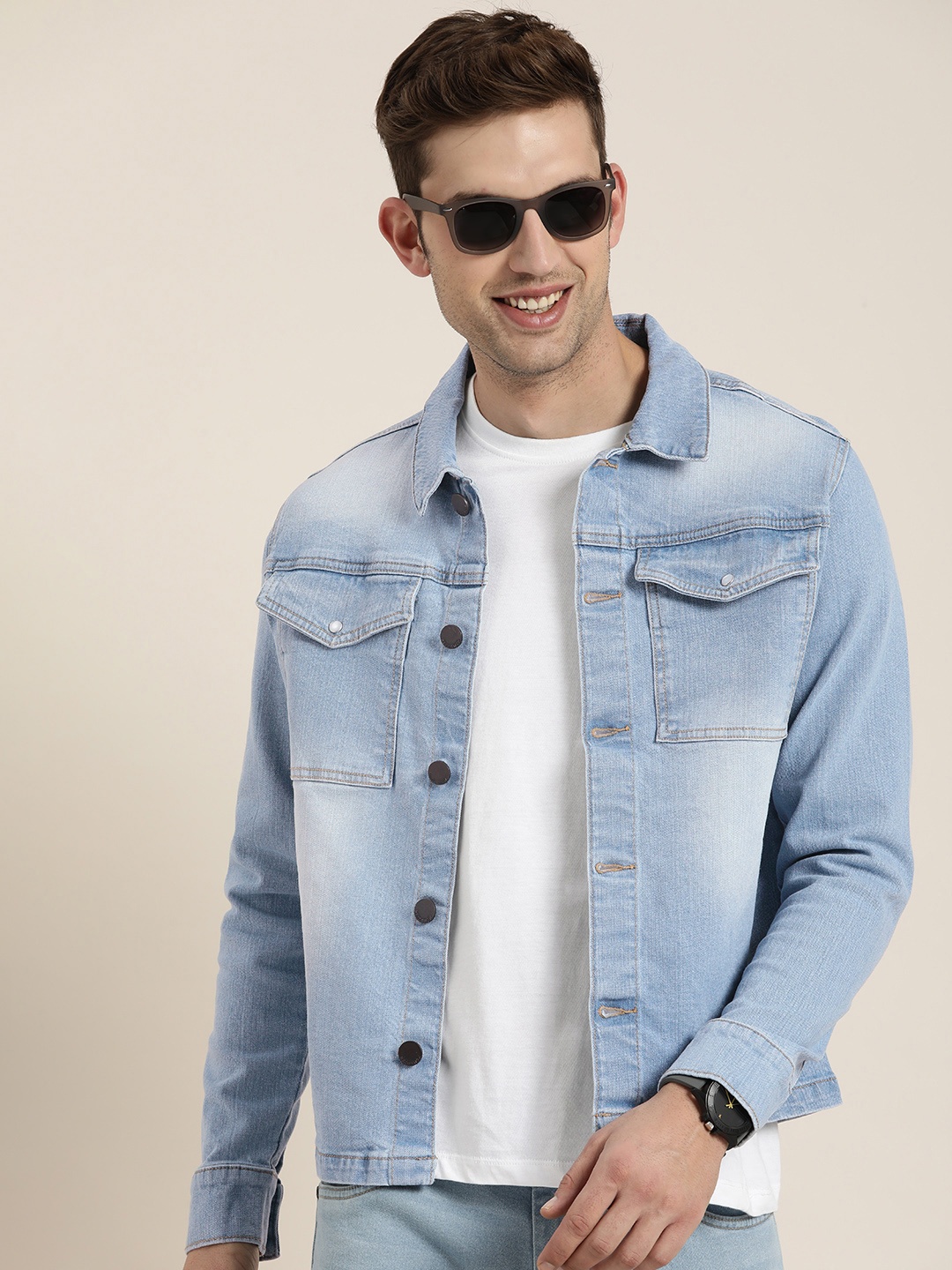 

HERE&NOW Denim Trucker Jacket, Blue