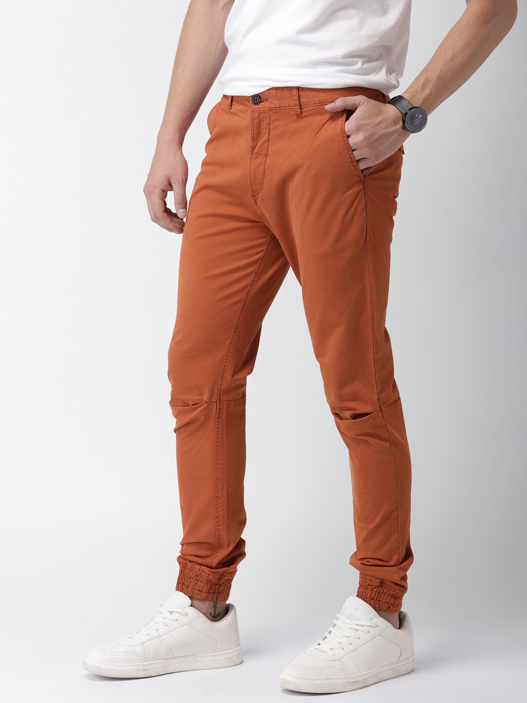 

Mast & Harbour Men Rust Red Slim Fit Solid Joggers