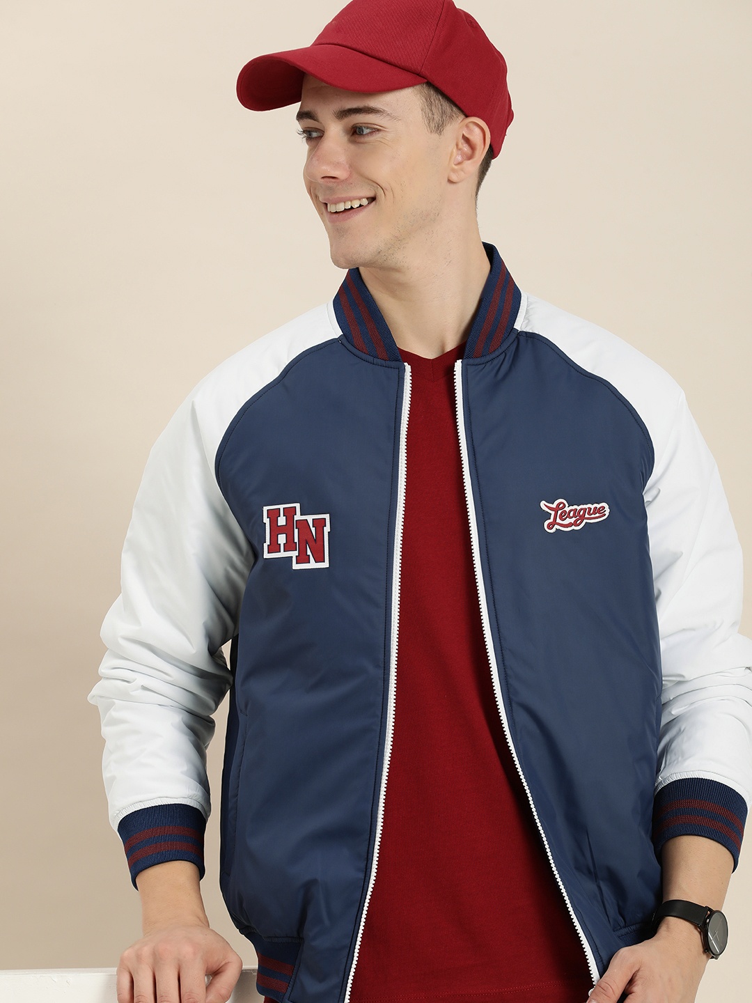 

HERE&NOW Varsity Jacket, Navy blue