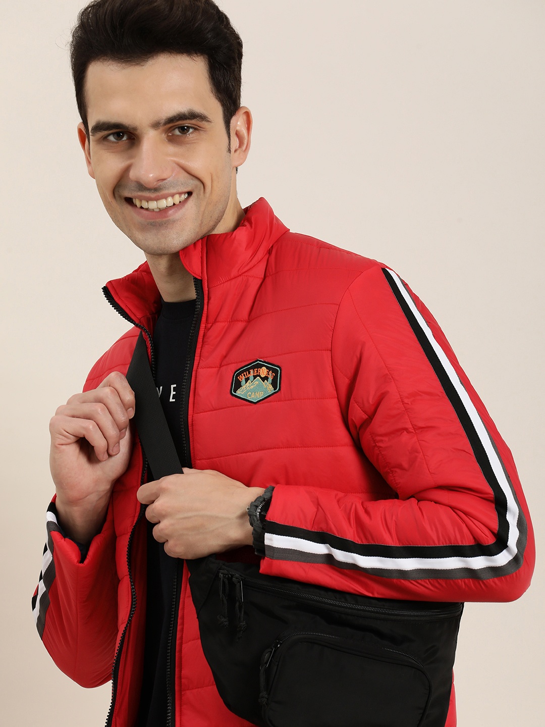 

HERE&NOW Men Solid Padded Jacket, Red