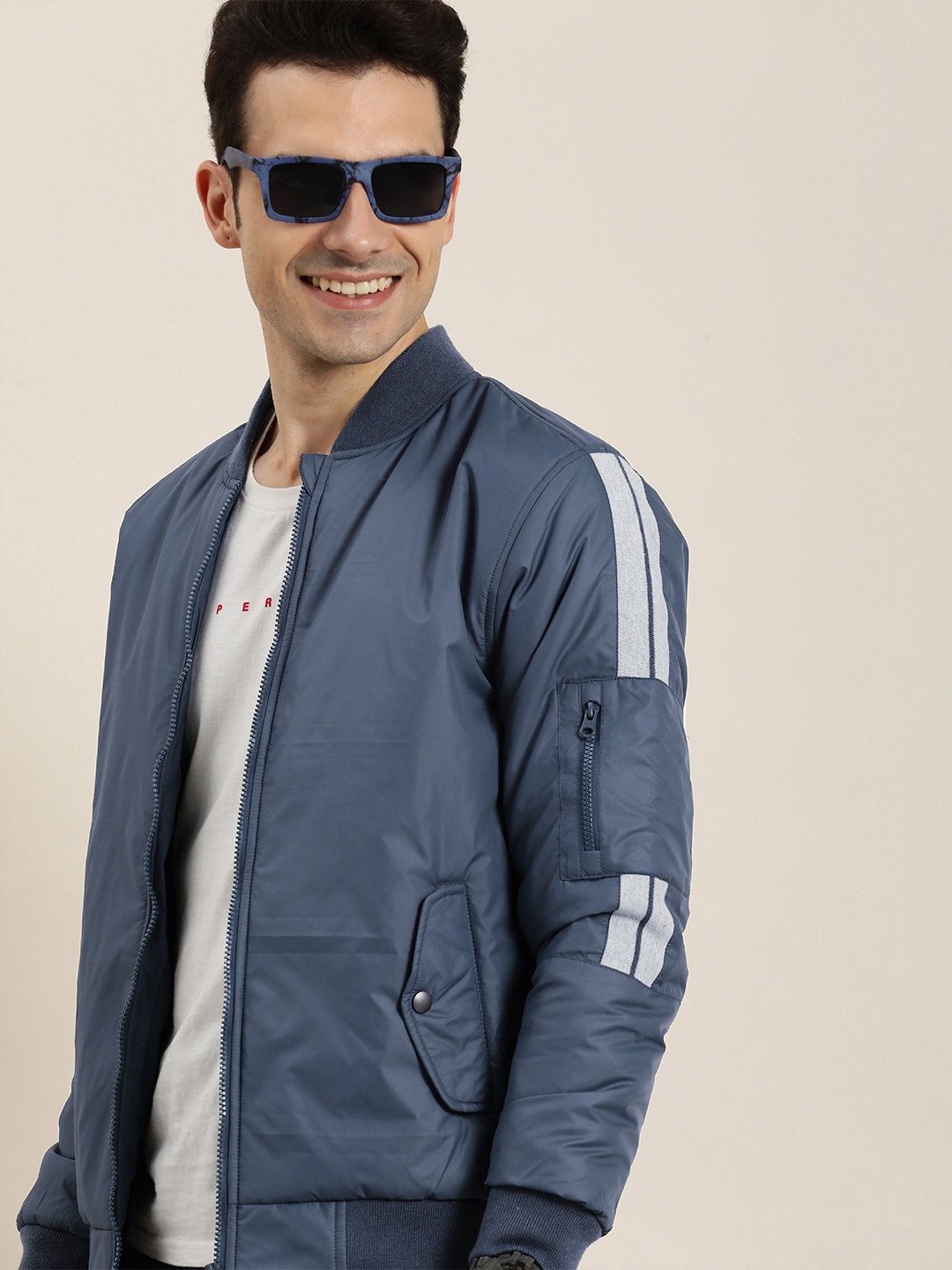 

HERE&NOW Men Solid Padded Jacket, Blue