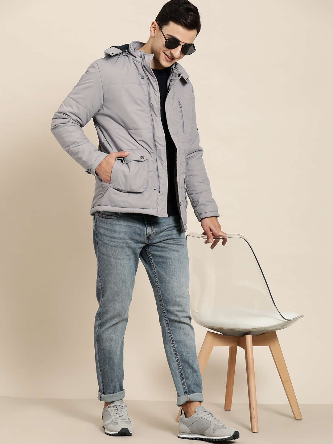 

HERE&NOW Hooded Padded Jacket, Grey