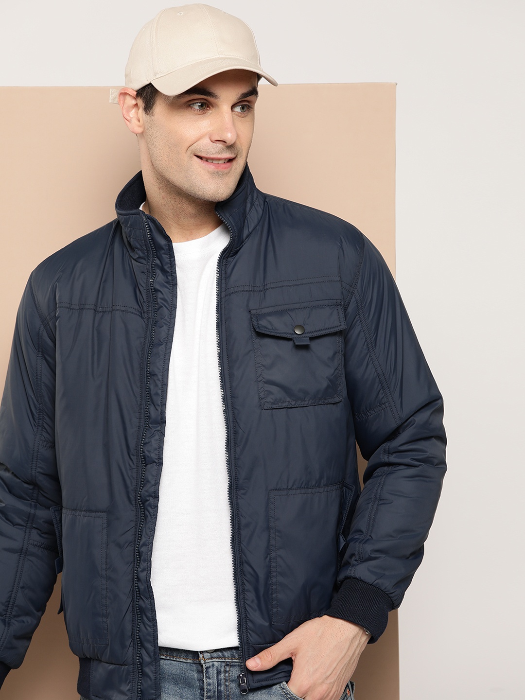 

HERE&NOW Regular Fit Bomber Jacket, Navy blue