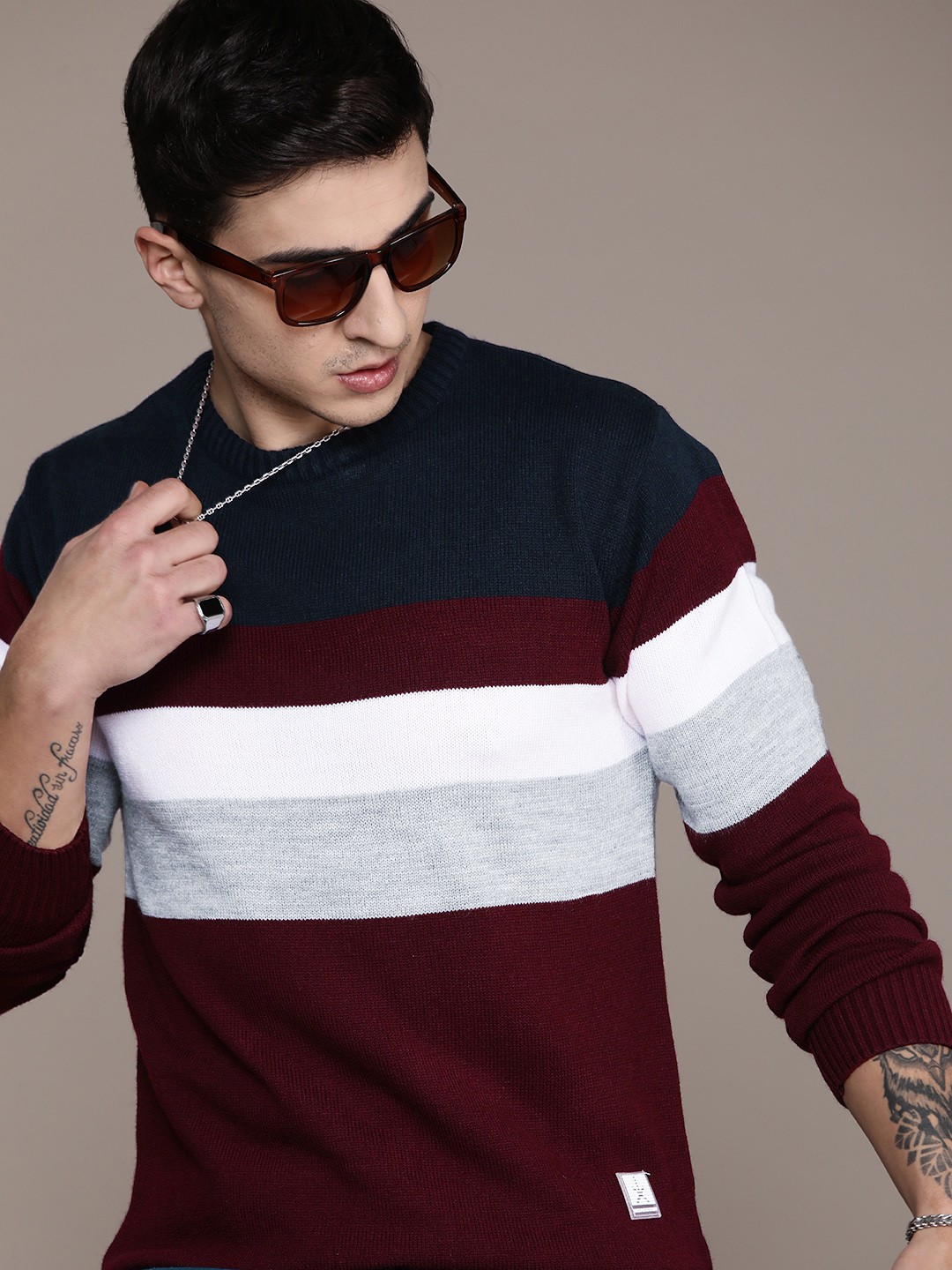 

The Roadster Lifestyle Co. Acrylic Striped Pullover, Maroon