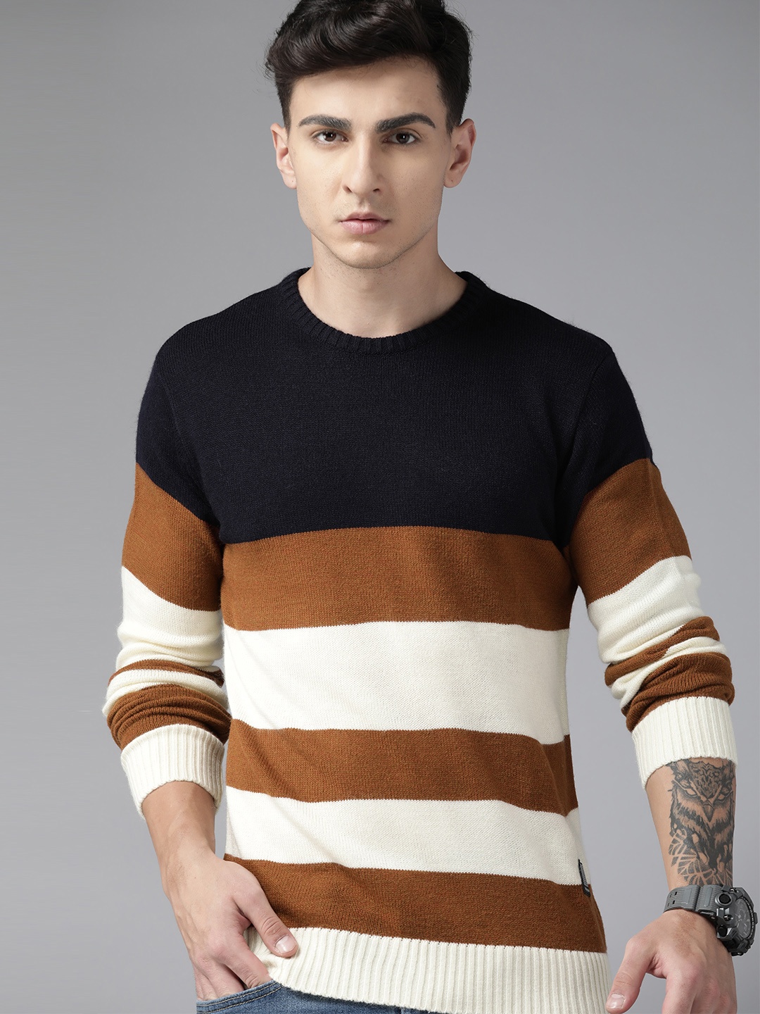 

The Roadster Lifestyle Co. Striped Acrylic Pullover, White