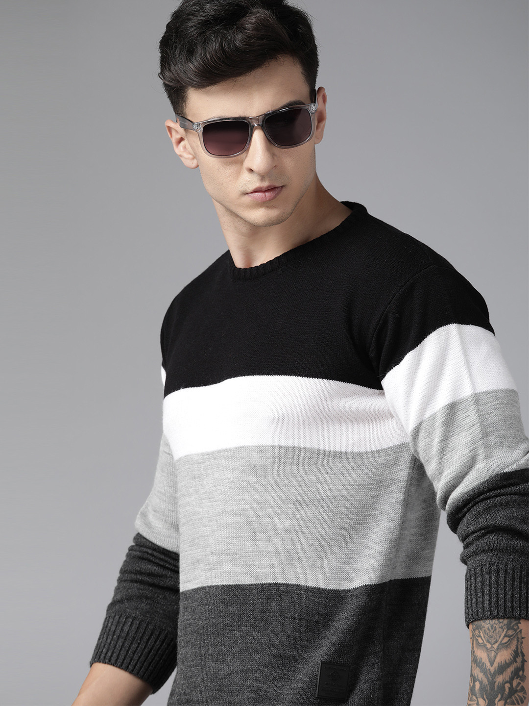 

The Roadster Lifestyle Co. Striped Acrylic Pullover, Black