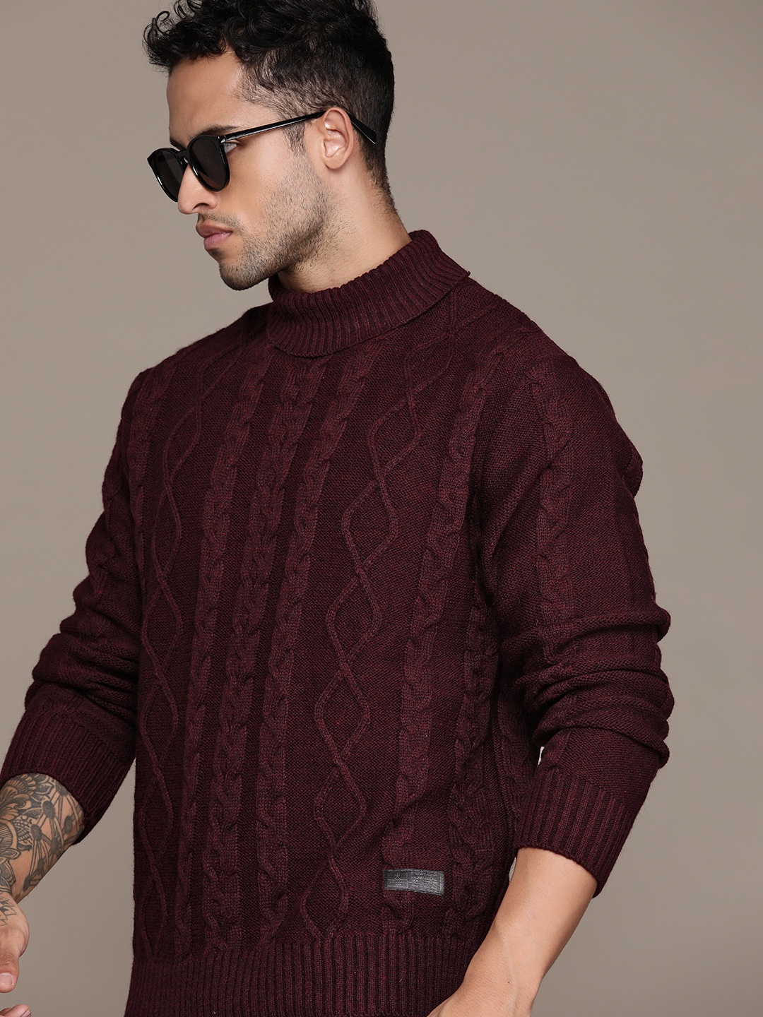 

The Roadster Lifestyle Co. Cable Knit Acrylic Pullover, Maroon