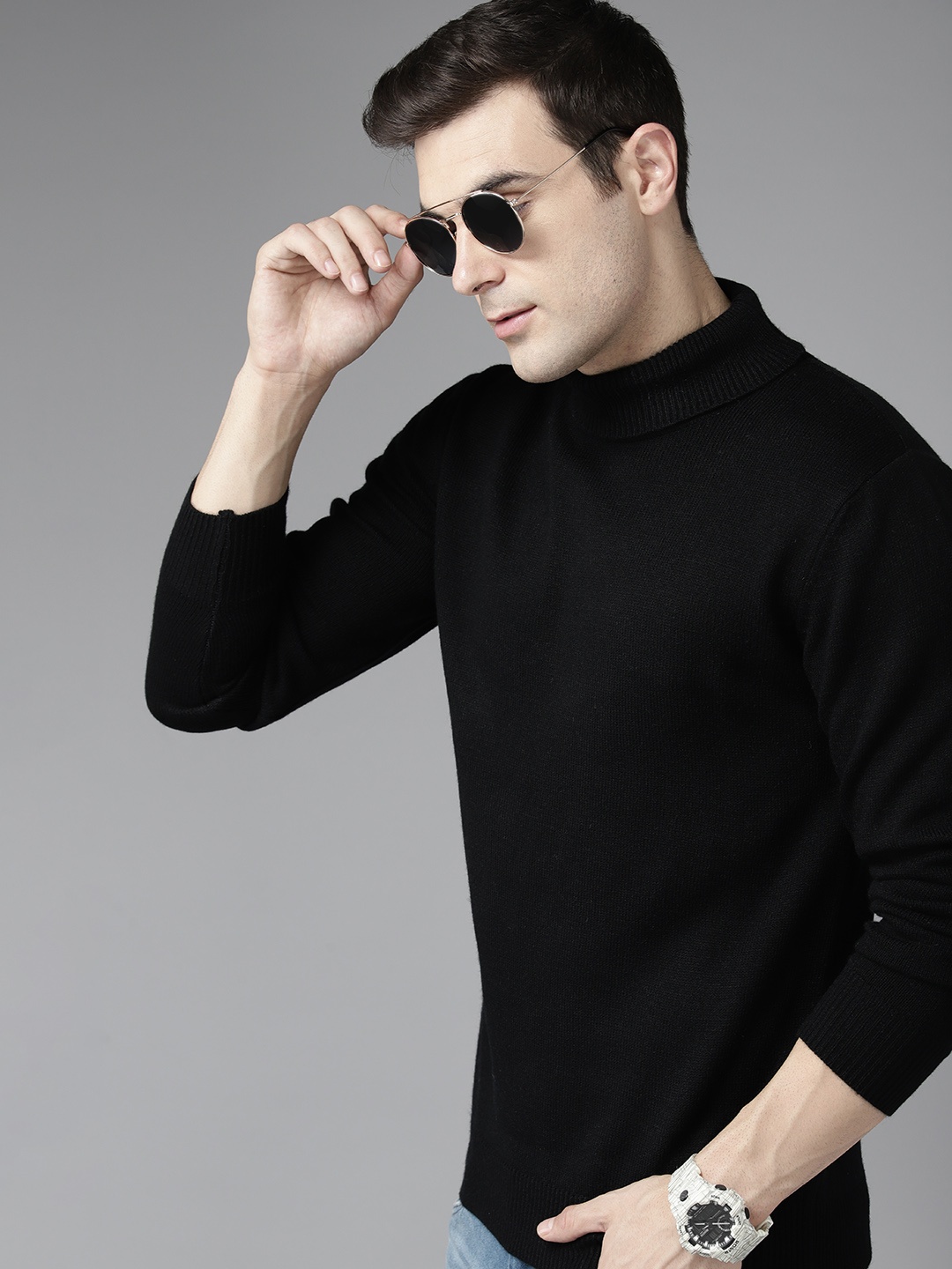 

The Roadster Lifestyle Co. Turtle Neck Acrylic Pullover, Black