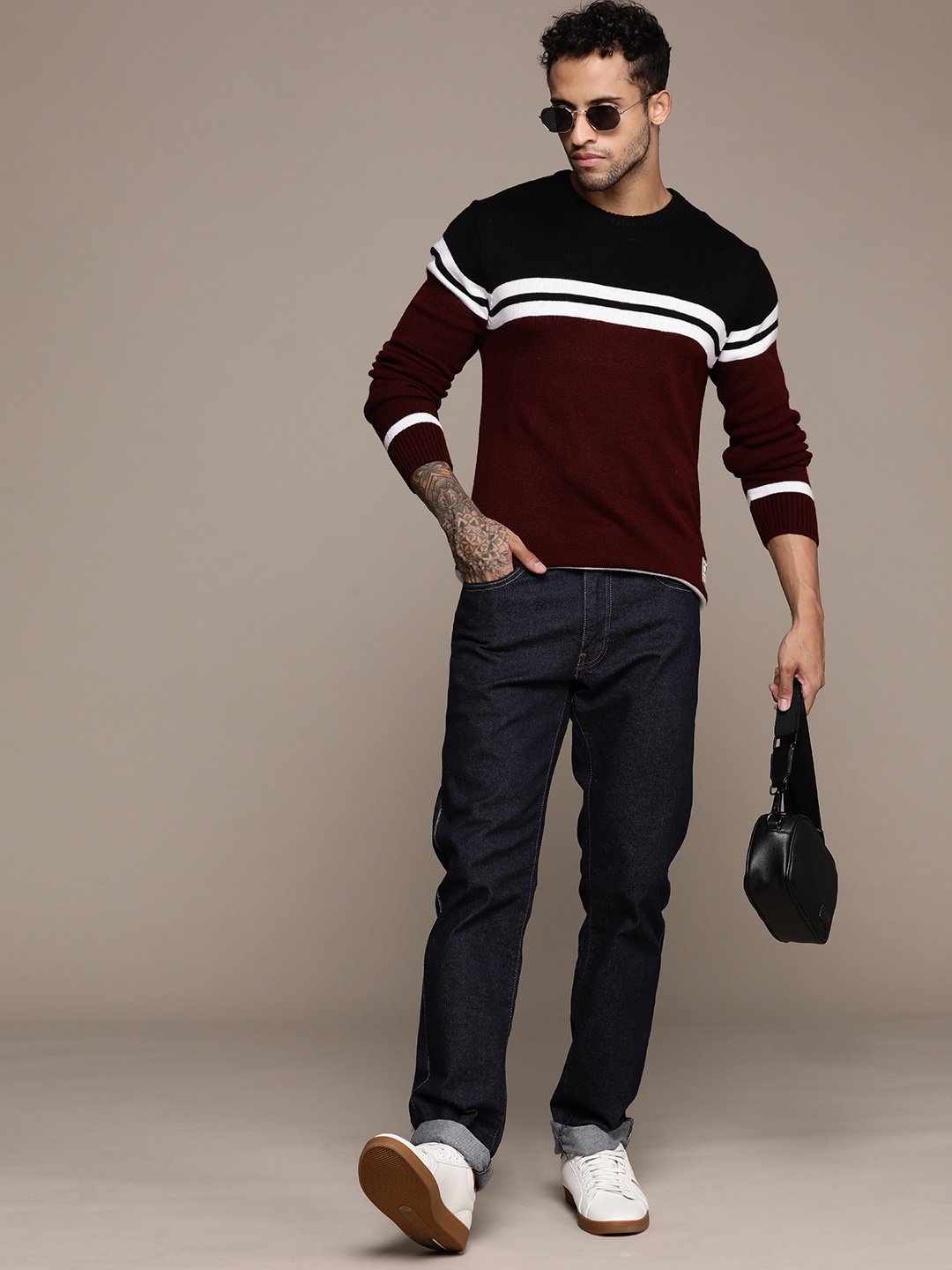 

The Roadster Lifestyle Co.Striped Acrylic Pullover, Black