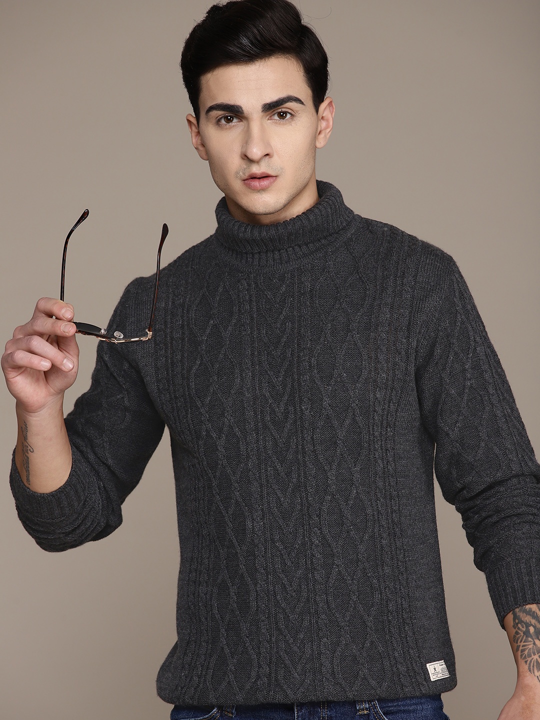 

The Roadster Lifestyle Co. Cable Knit Acrylic Pullover, Charcoal