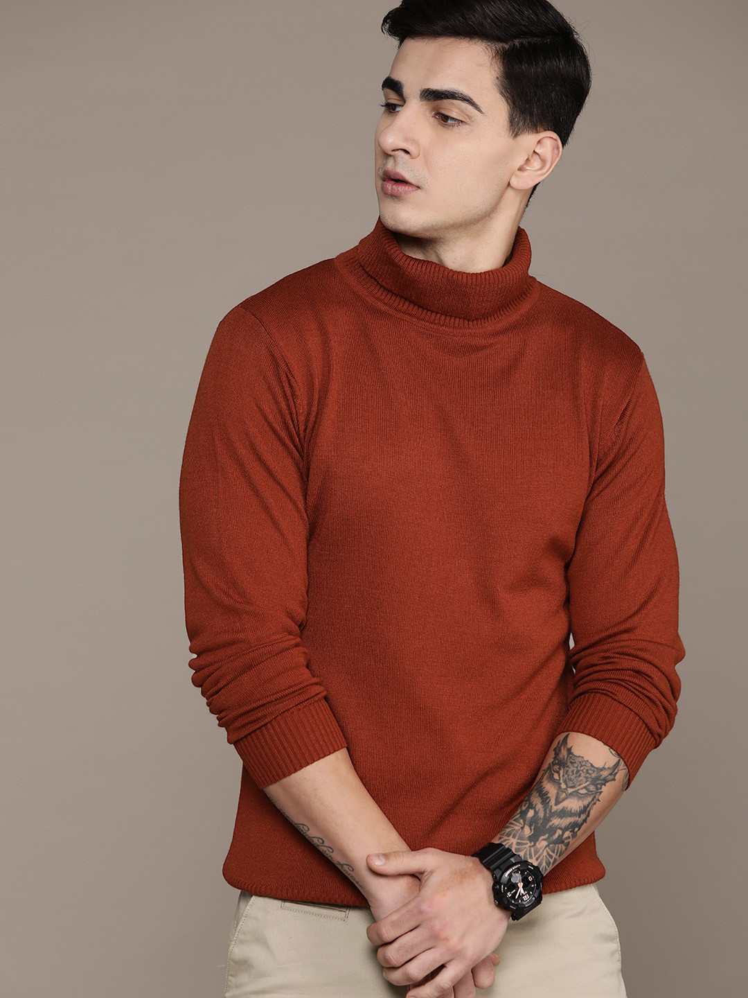 

The Roadster Lifestyle Co. Turtle Neck Acrylic Pullover, Rust