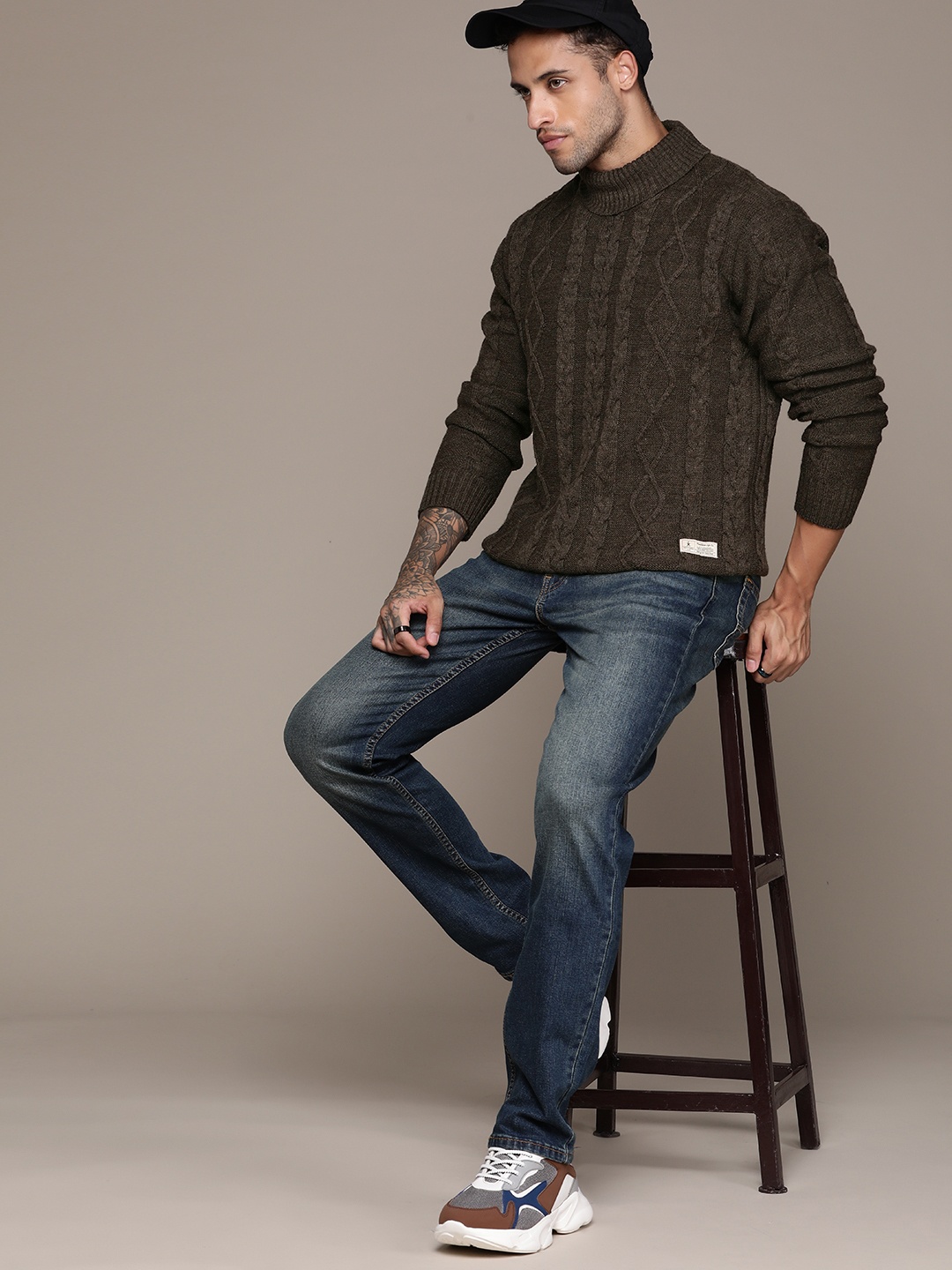 

The Roadster Lifestyle Co. Cable Knit Acrylic Pullover, Brown