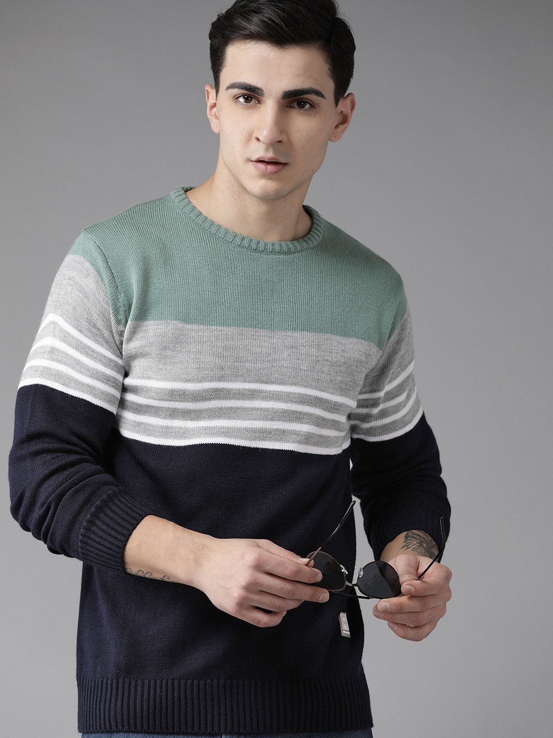 

The Roadster Lifestyle Co. Striped Acrylic Pullover, Blue