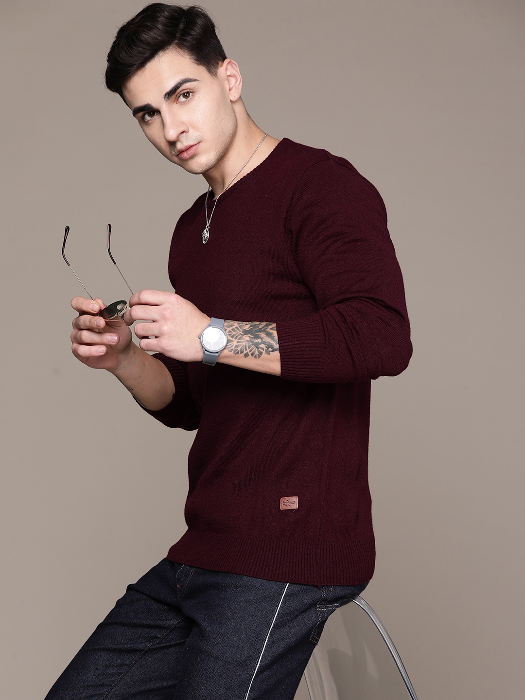 

The Roadster Lifestyle Co. Round Neck Pullover, Burgundy