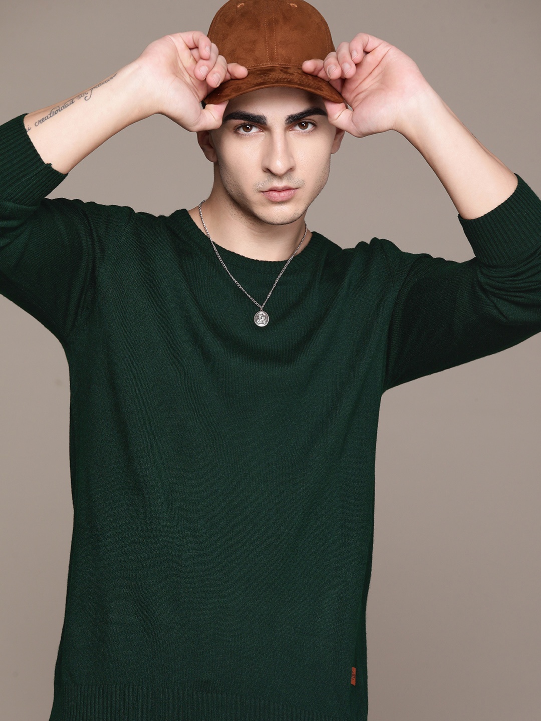 

The Roadster Lifestyle Co. Acrylic Round Neck Pullover, Green