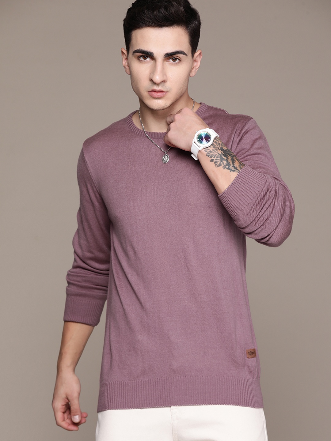 

The Roadster Lifestyle Co. Acrylic Round Neck Pullover, Mauve
