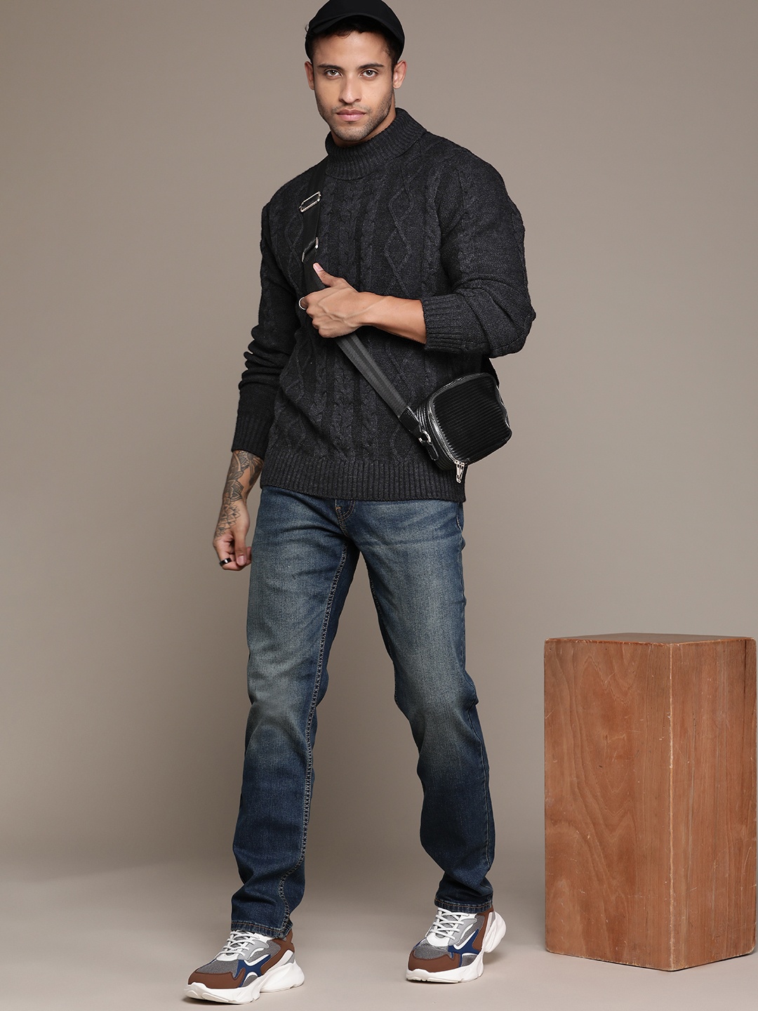 

The Roadster Lifestyle Co. Cable Knit Acrylic Pullover, Charcoal