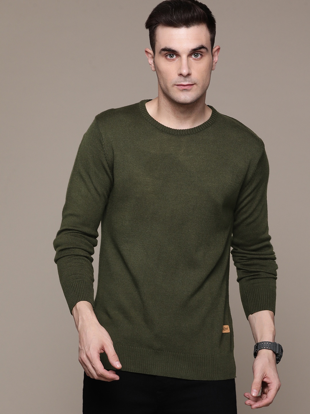 

The Roadster Lifestyle Co. Round Neck Acrylic Pullover, Olive