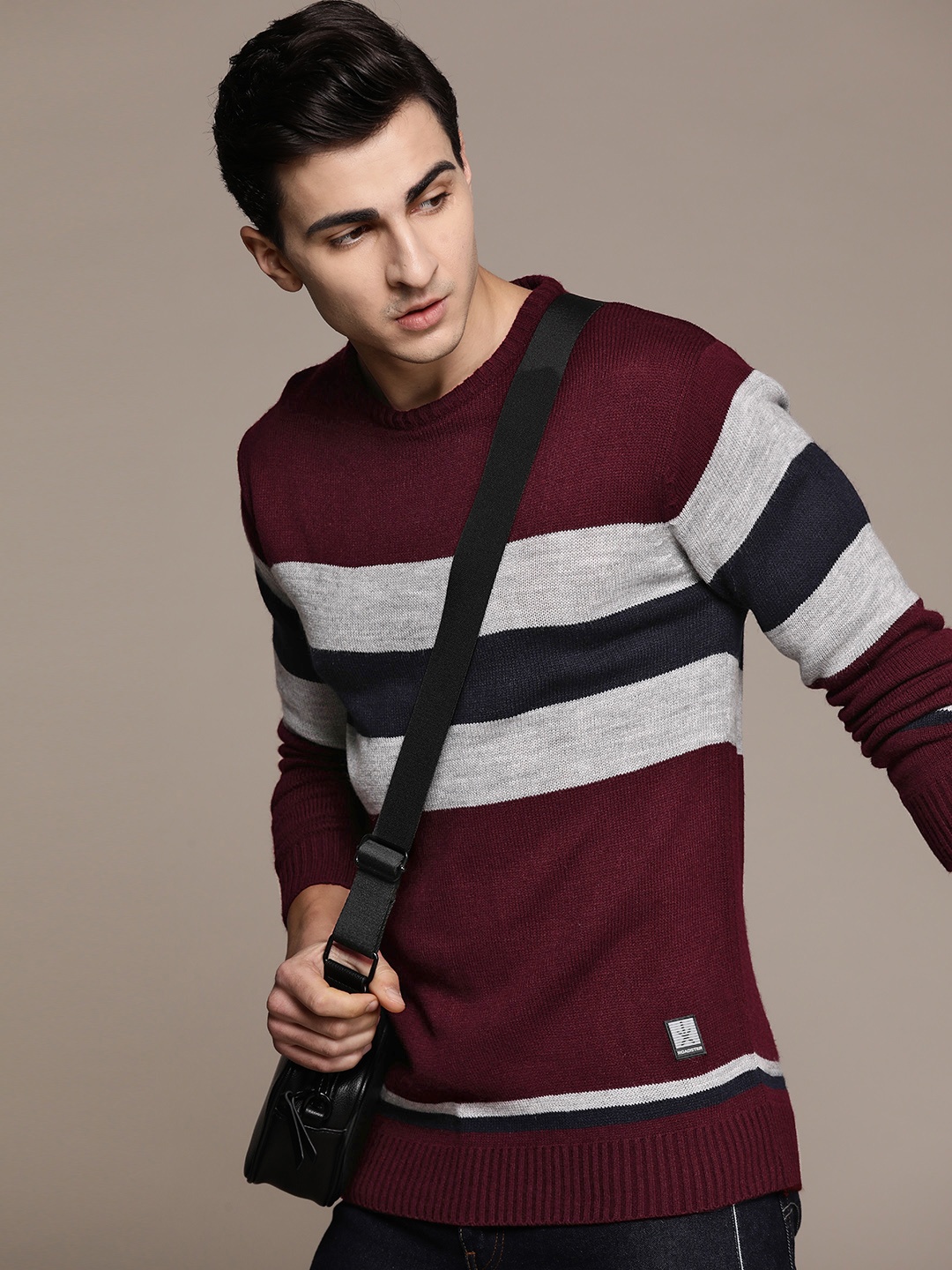 

The Roadster Lifestyle Co. Striped Acrylic Pullover, Maroon