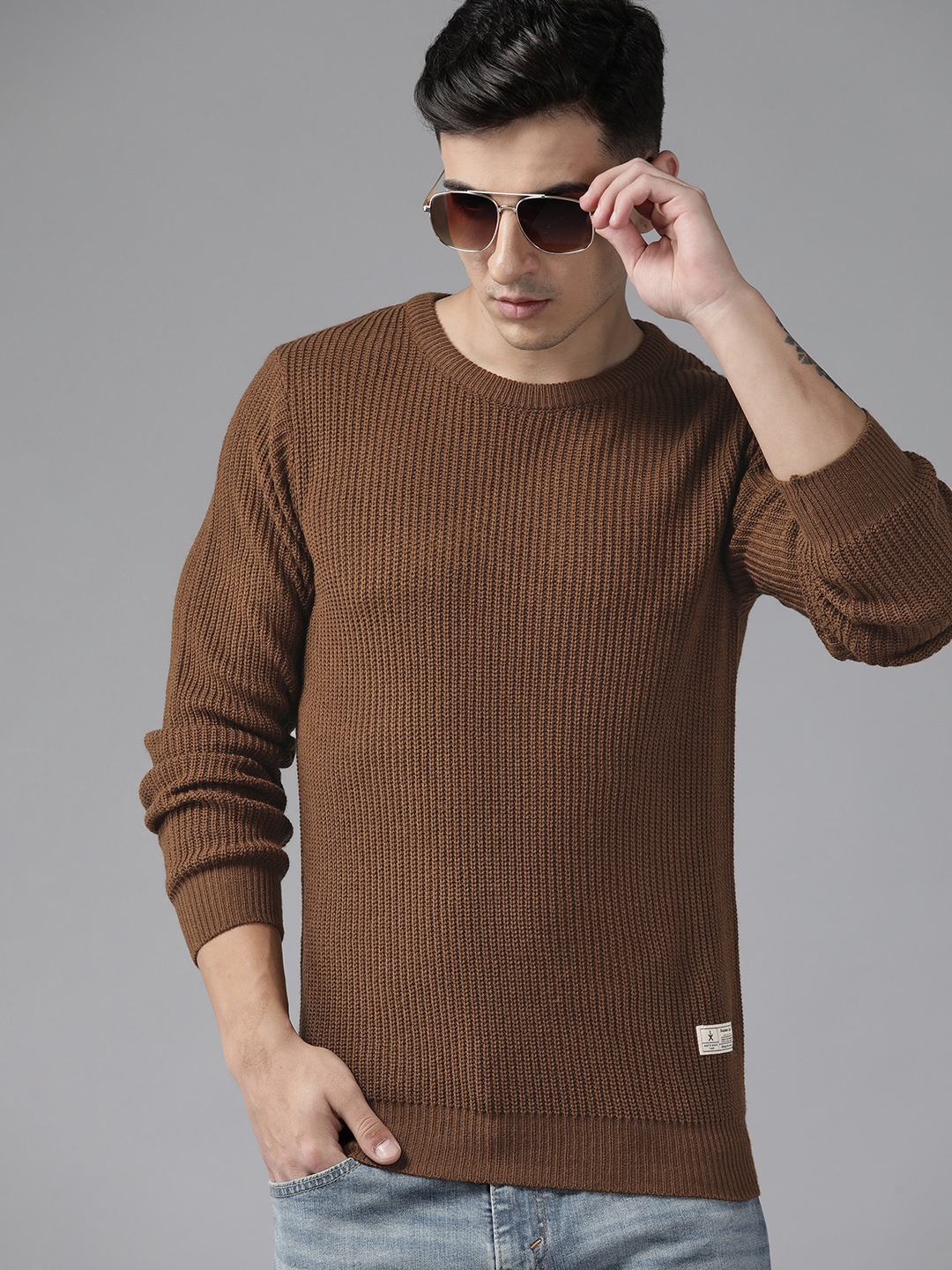 

The Roadster Lifestyle Co. Acrylic Ribbed Pullover, Brown
