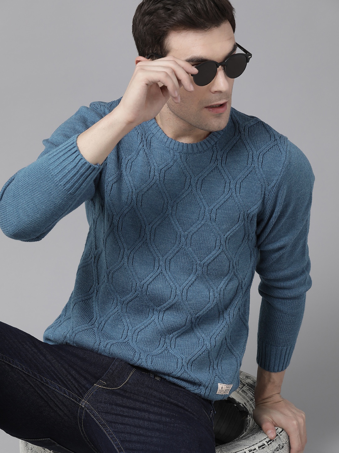 

The Roadster Lifestyle Co. Self Design Acrylic Pullover, Blue