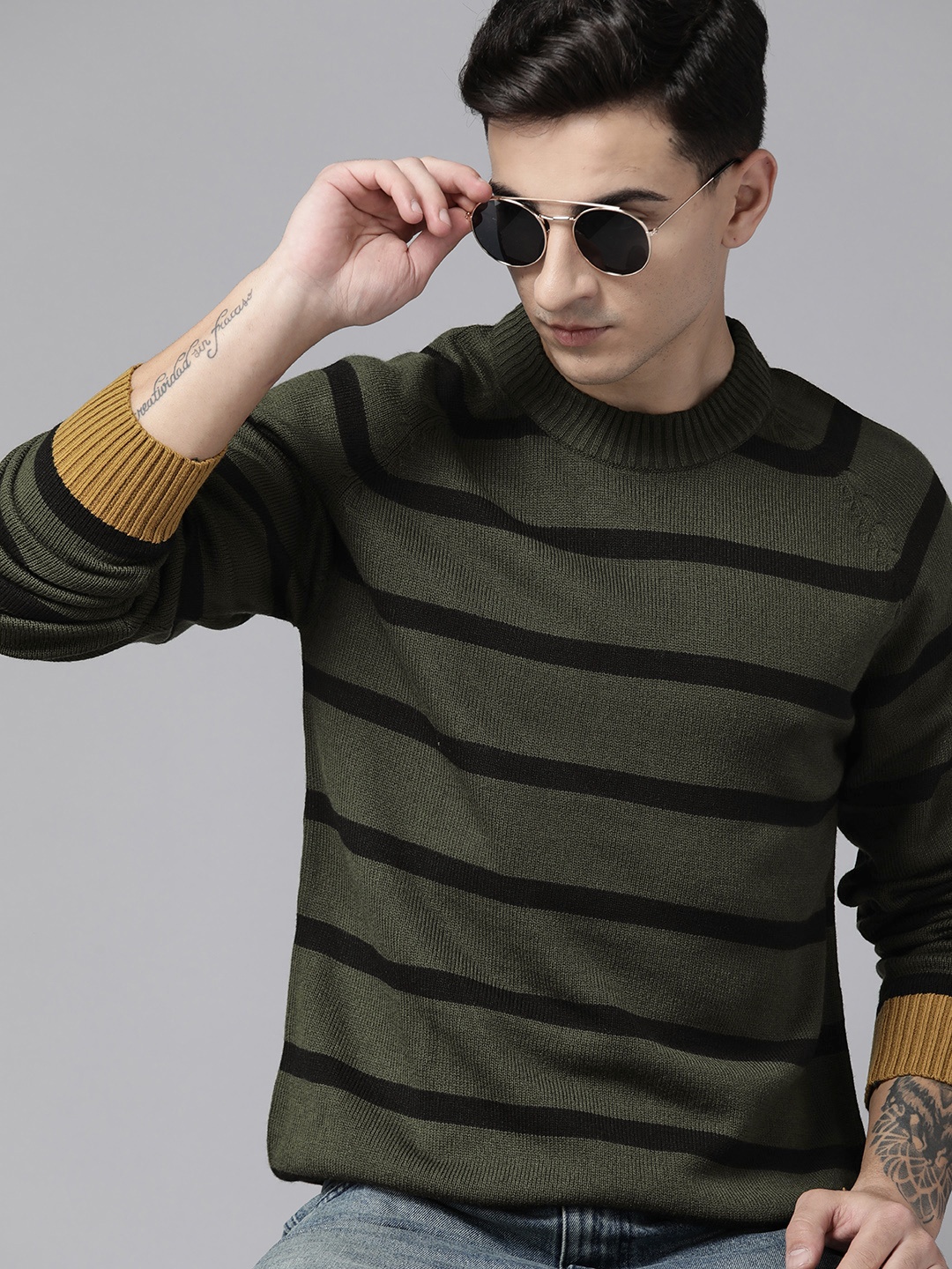 

The Roadster Lifestyle Co. Striped Pullover, Green