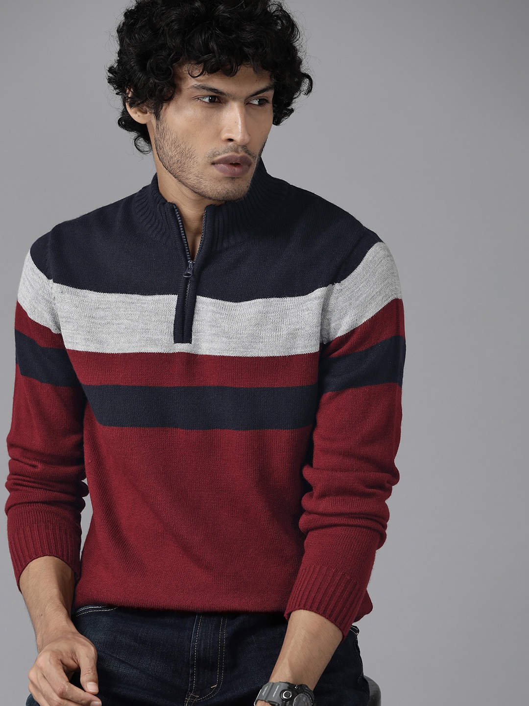 

The Roadster Lifestyle Co. Striped Pullover, Maroon