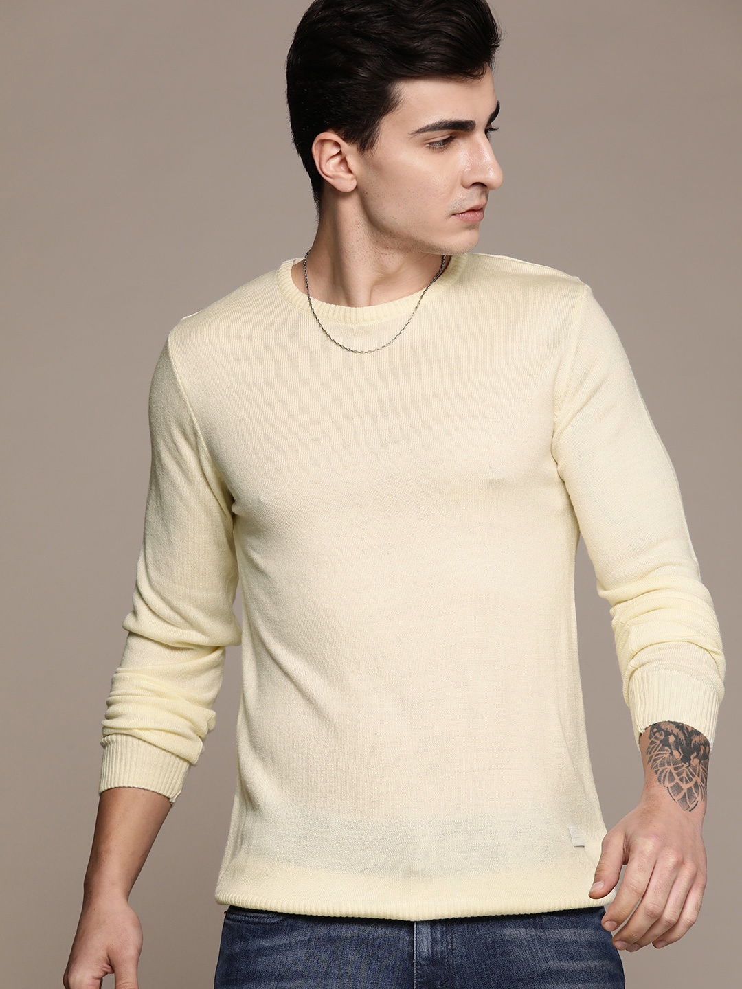 

The Roadster Lifestyle Co. Solid Acrylic Pullover, Cream