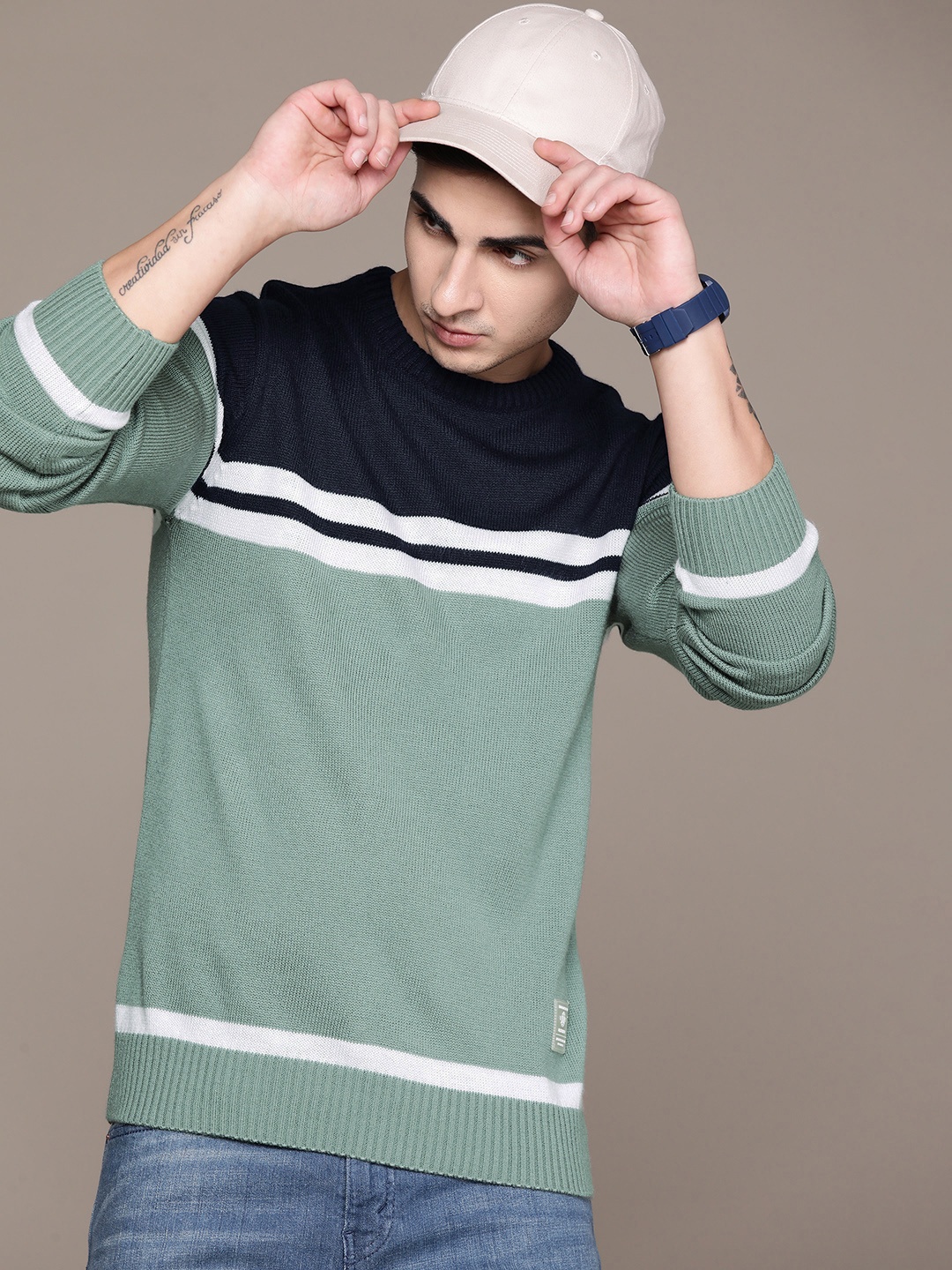 

The Roadster Lifestyle Co. Acrylic Striped Pullover, Green