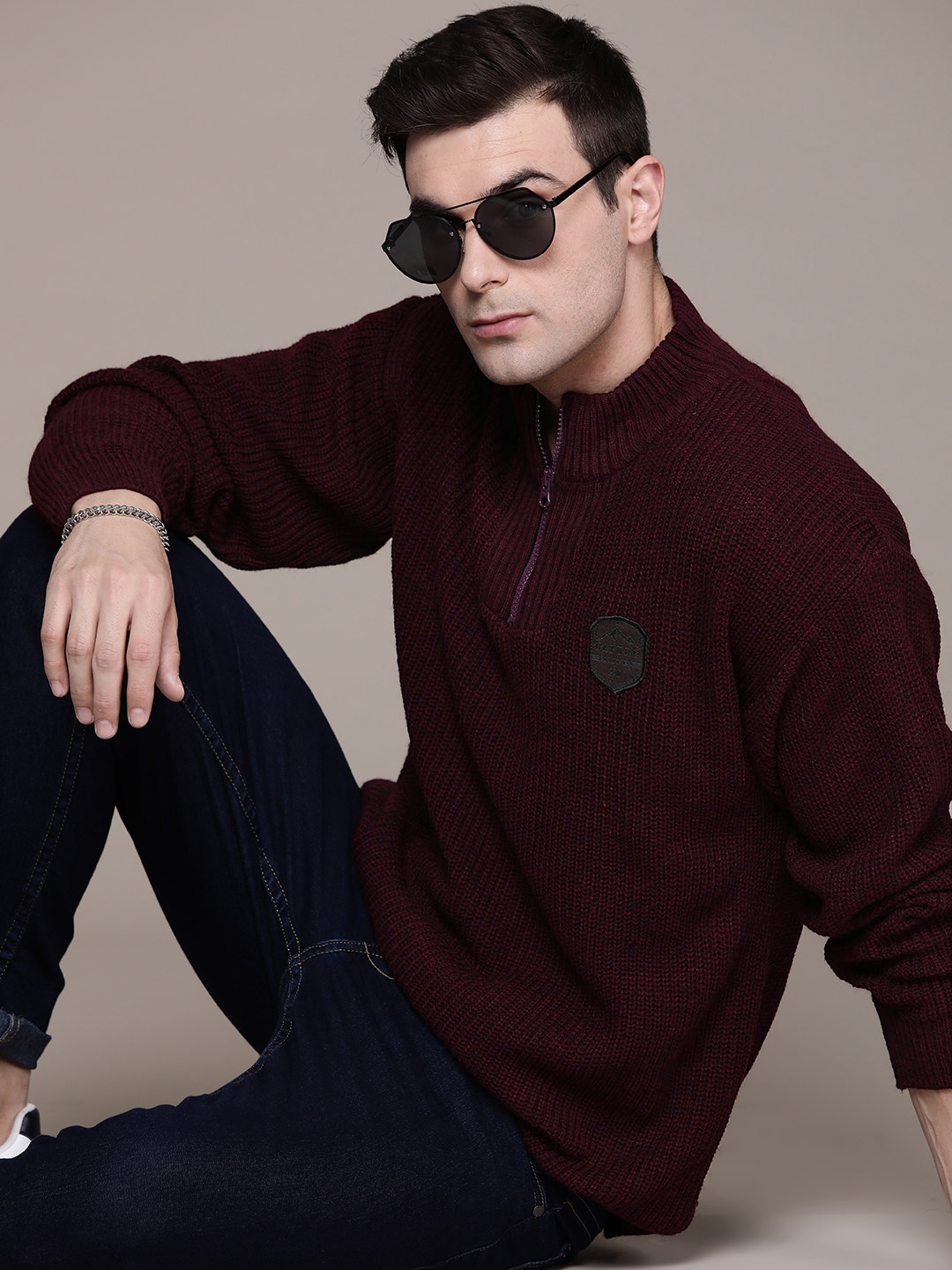 

The Roadster Lifestyle Co. Mock Collar Half Zipper Pullover, Maroon