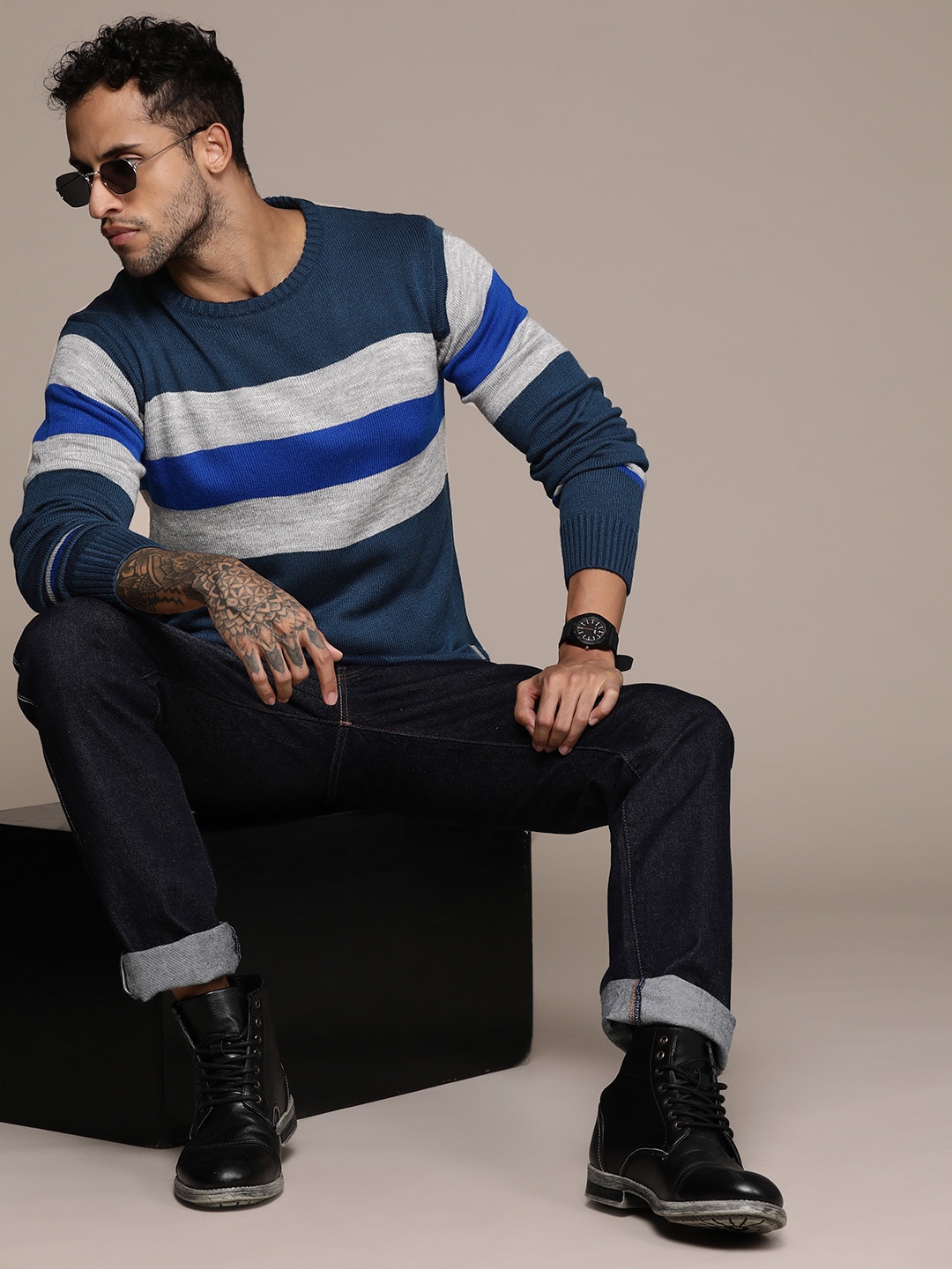 

The Roadster Lifestyle Co. Striped Acrylic Pullover, Teal